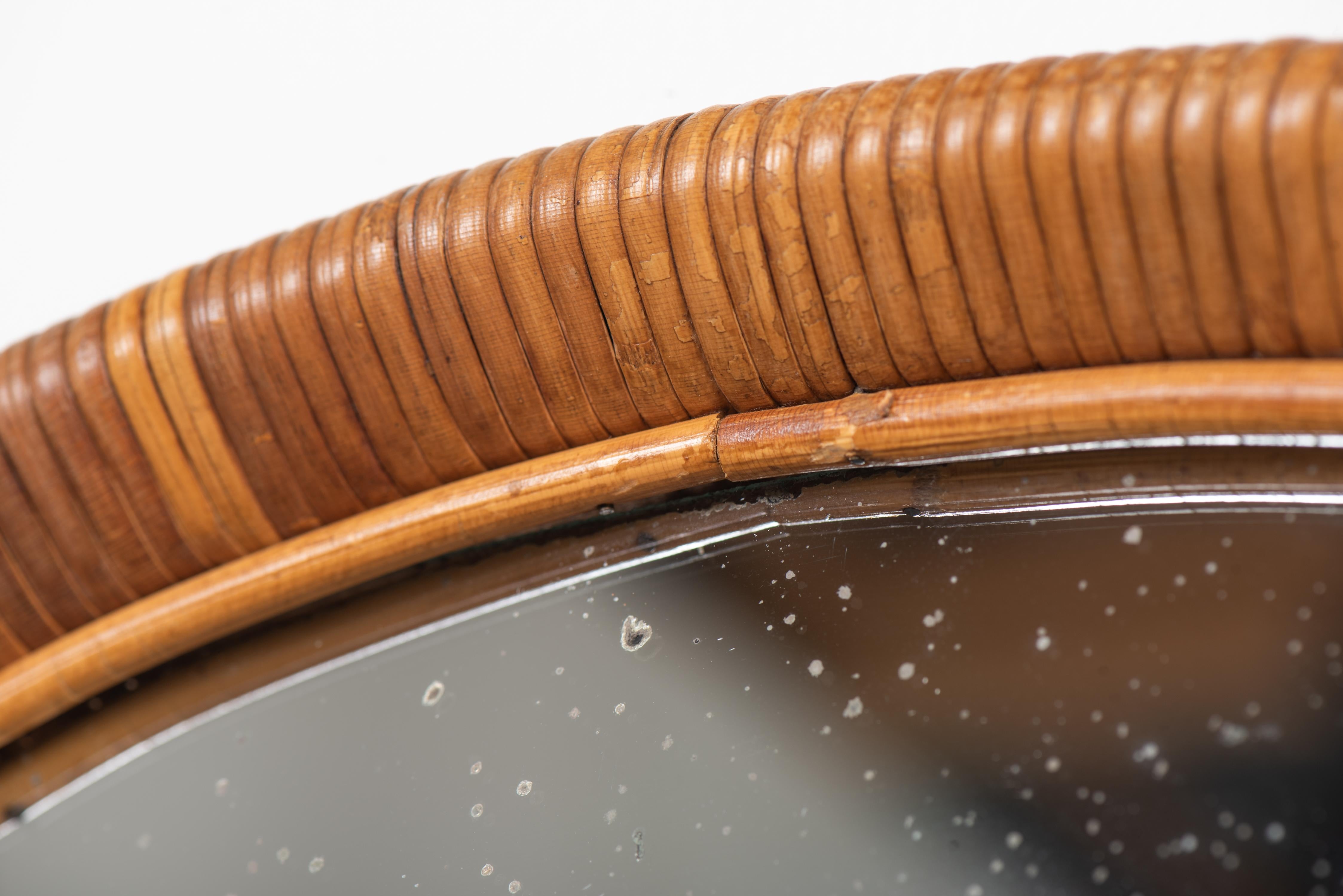 Specchio in rattan d'epoca, Sokeva per Artek, anni '60 in vendita 2