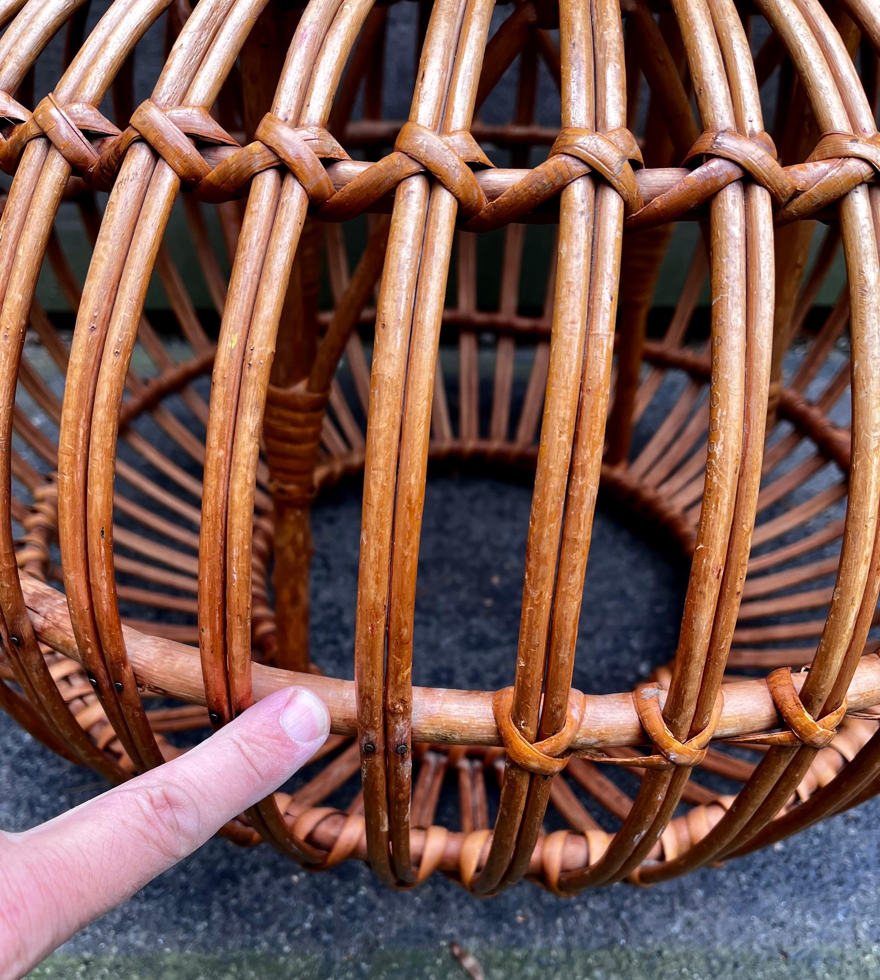 Otomana vintage de ratán de Franco Albini, Italia, c. 1950 en venta 3