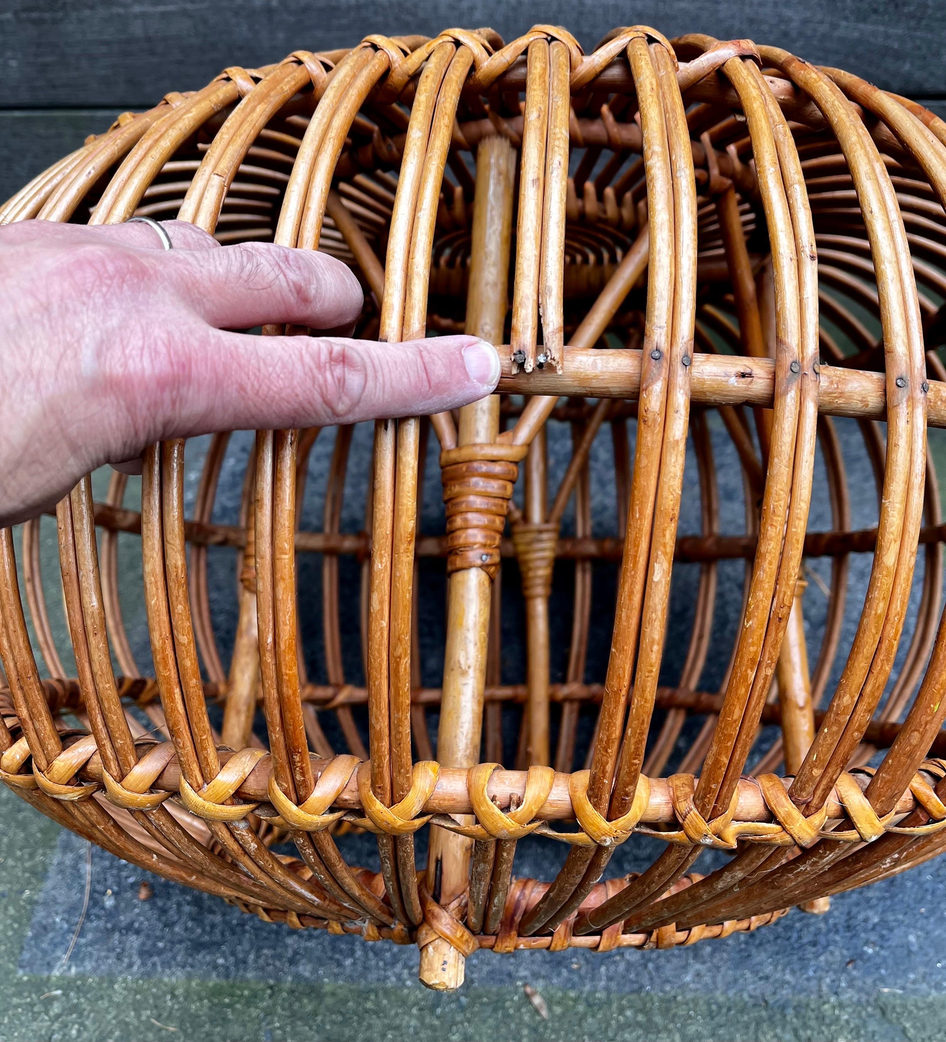 Otomana vintage de ratán de Franco Albini, Italia, c. 1950 en venta 4