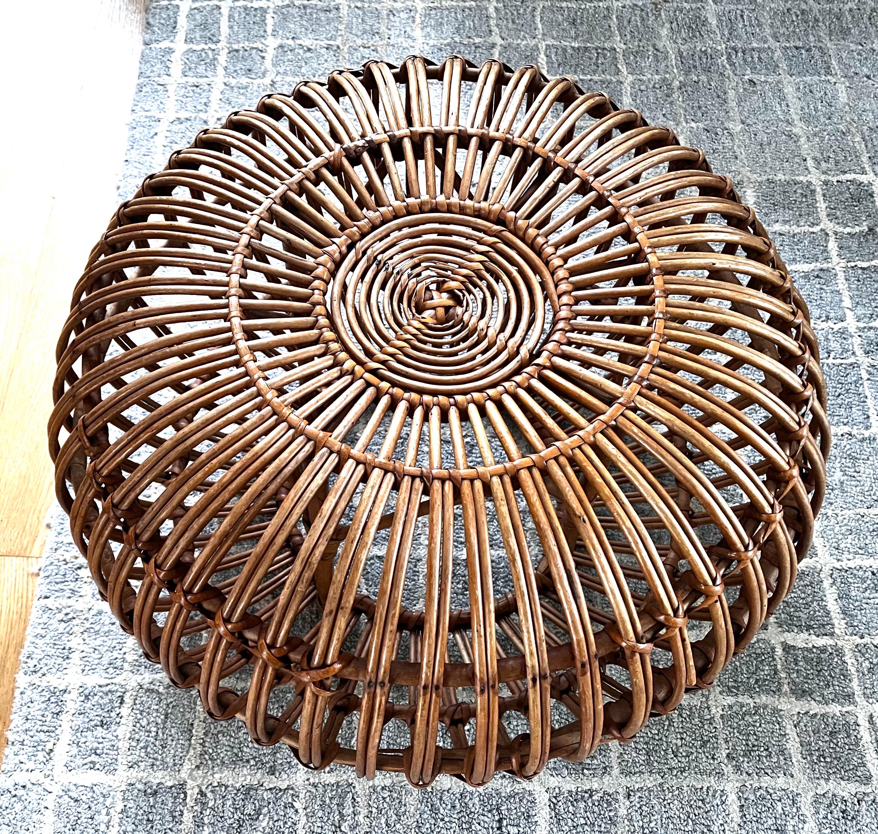 Otomana vintage de ratán de Franco Albini, Italia, c. 1950 en venta 6