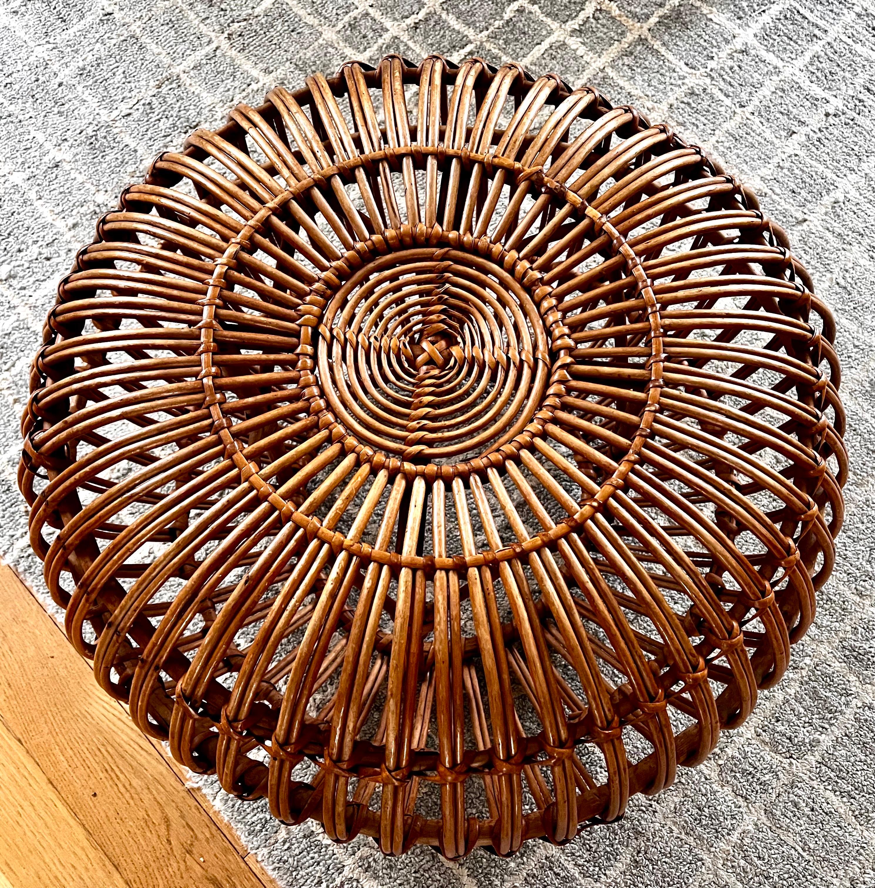 Otomana vintage de ratán de Franco Albini, Italia, c. 1950 en venta 7