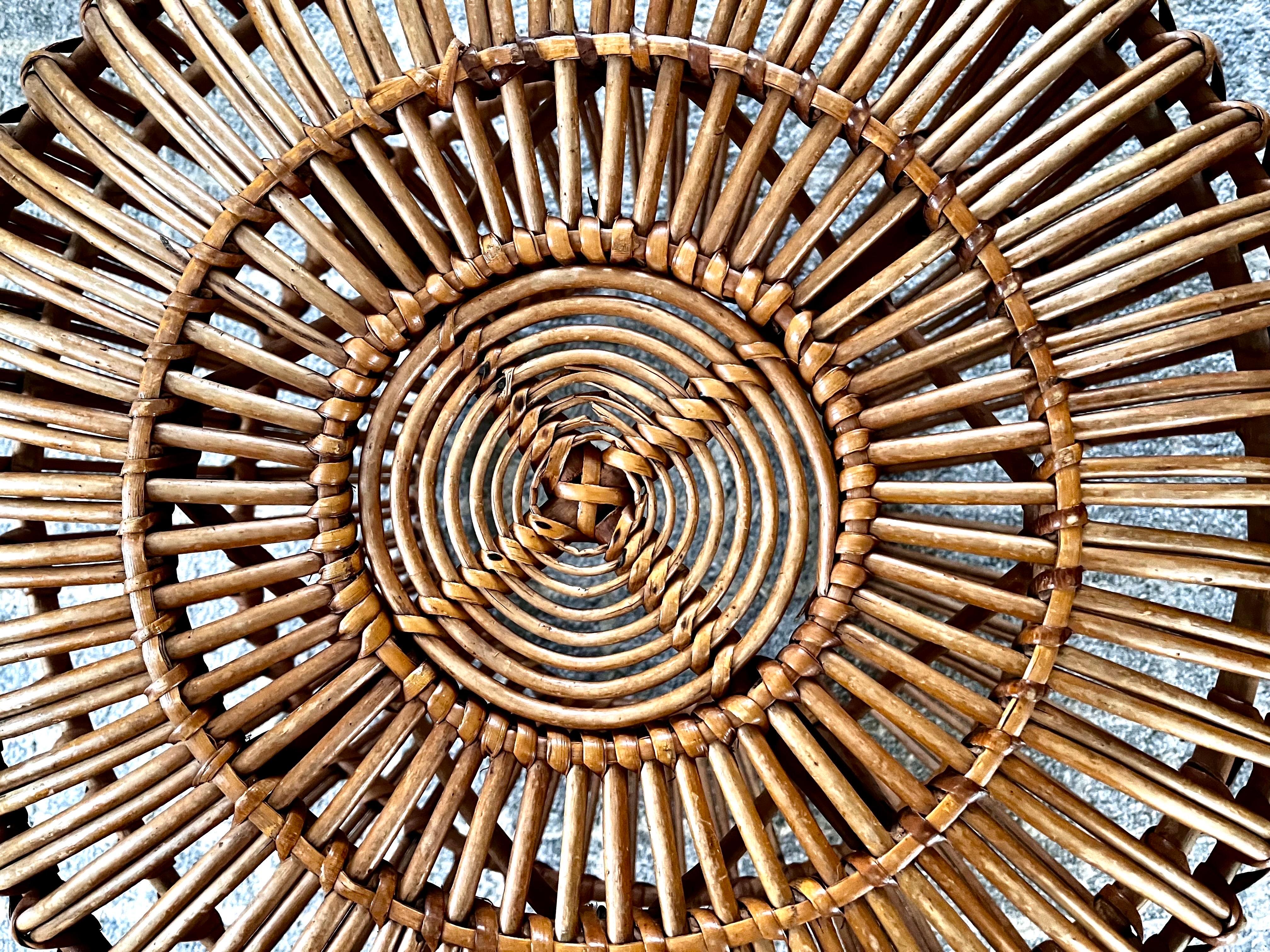 Otomana vintage de ratán de Franco Albini, Italia, c. 1950 en venta 9