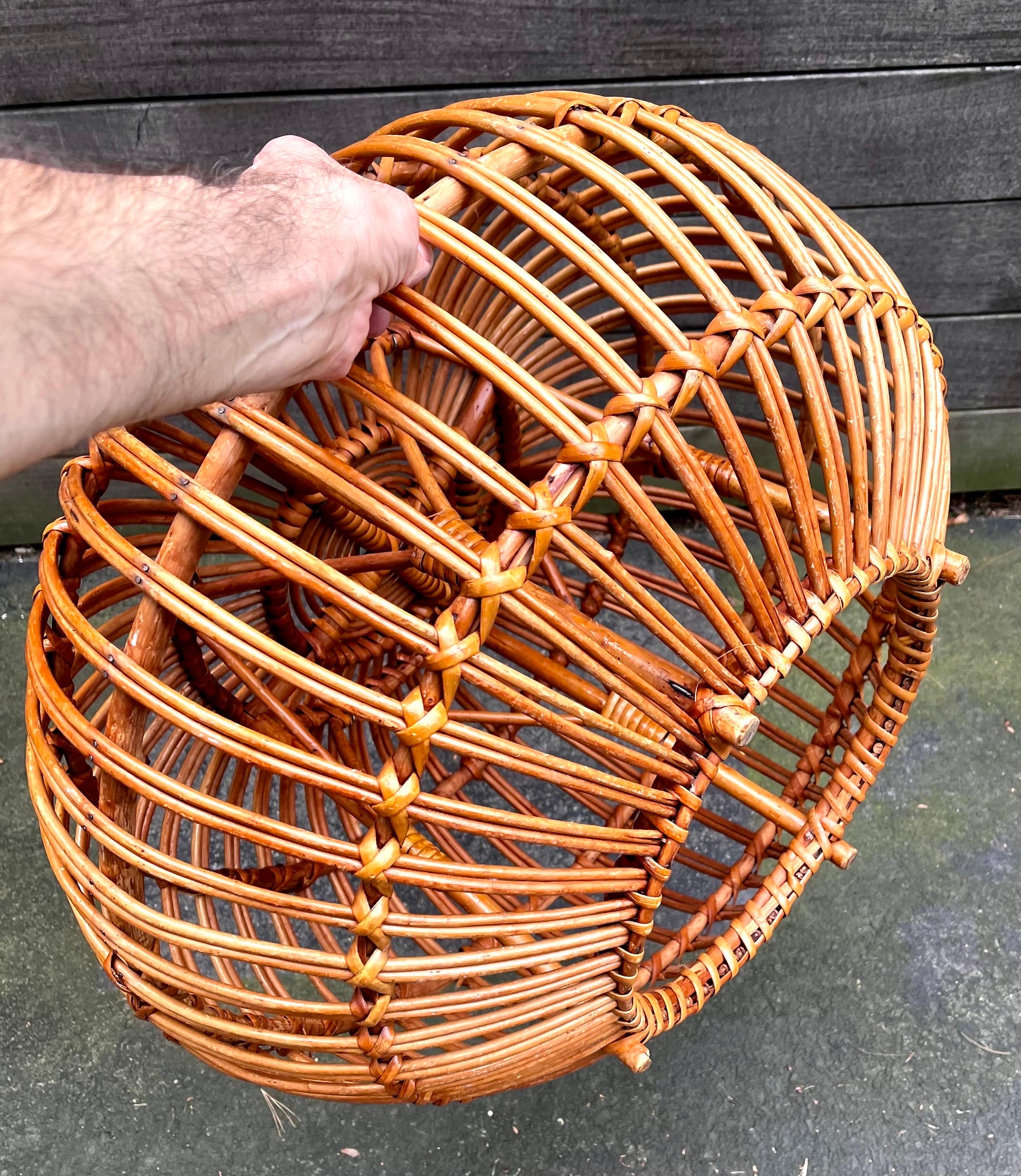 Otomana vintage de ratán de Franco Albini, Italia, c. 1950 Mimbre en venta