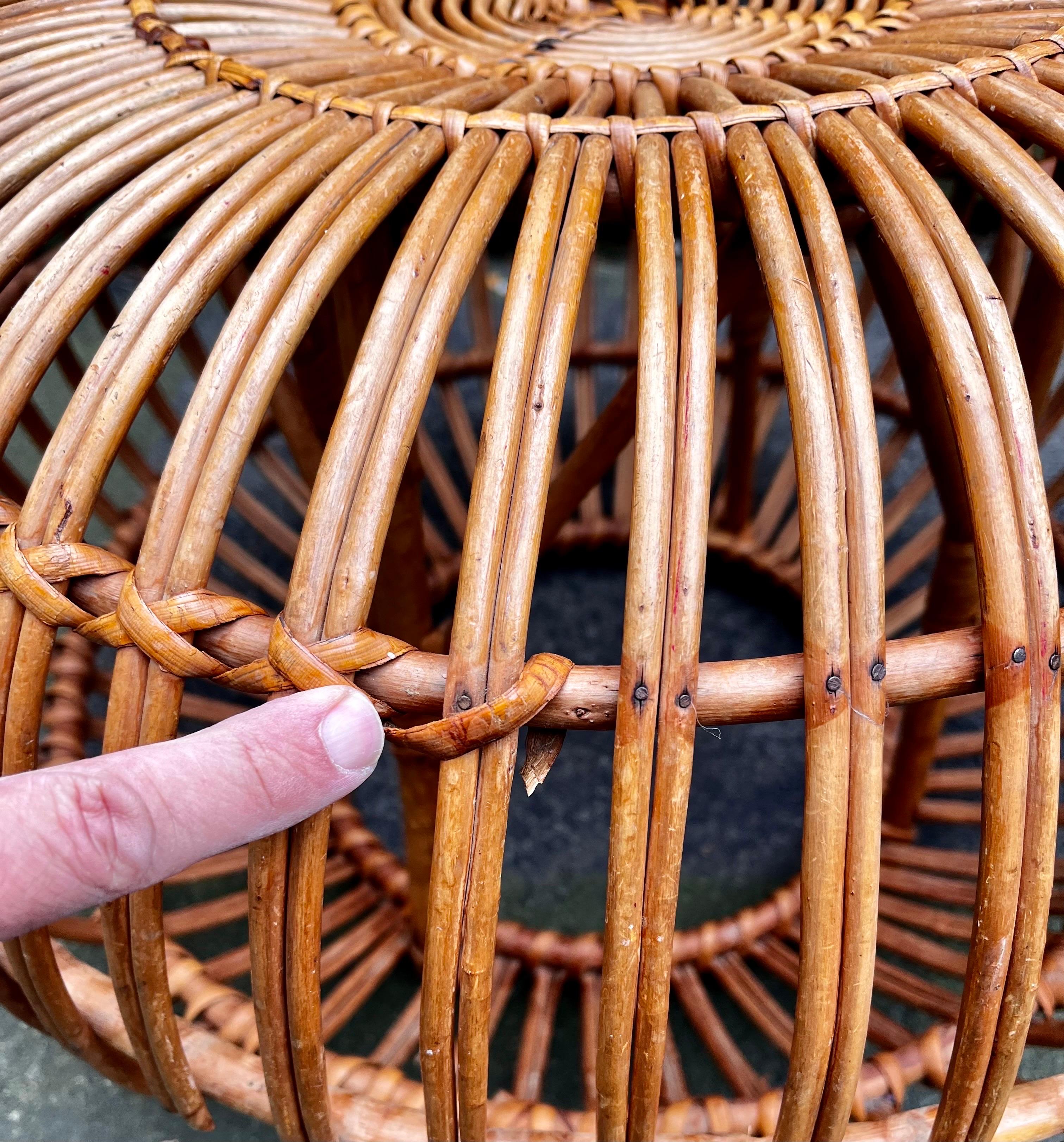 Otomana vintage de ratán de Franco Albini, Italia, c. 1950 en venta 2