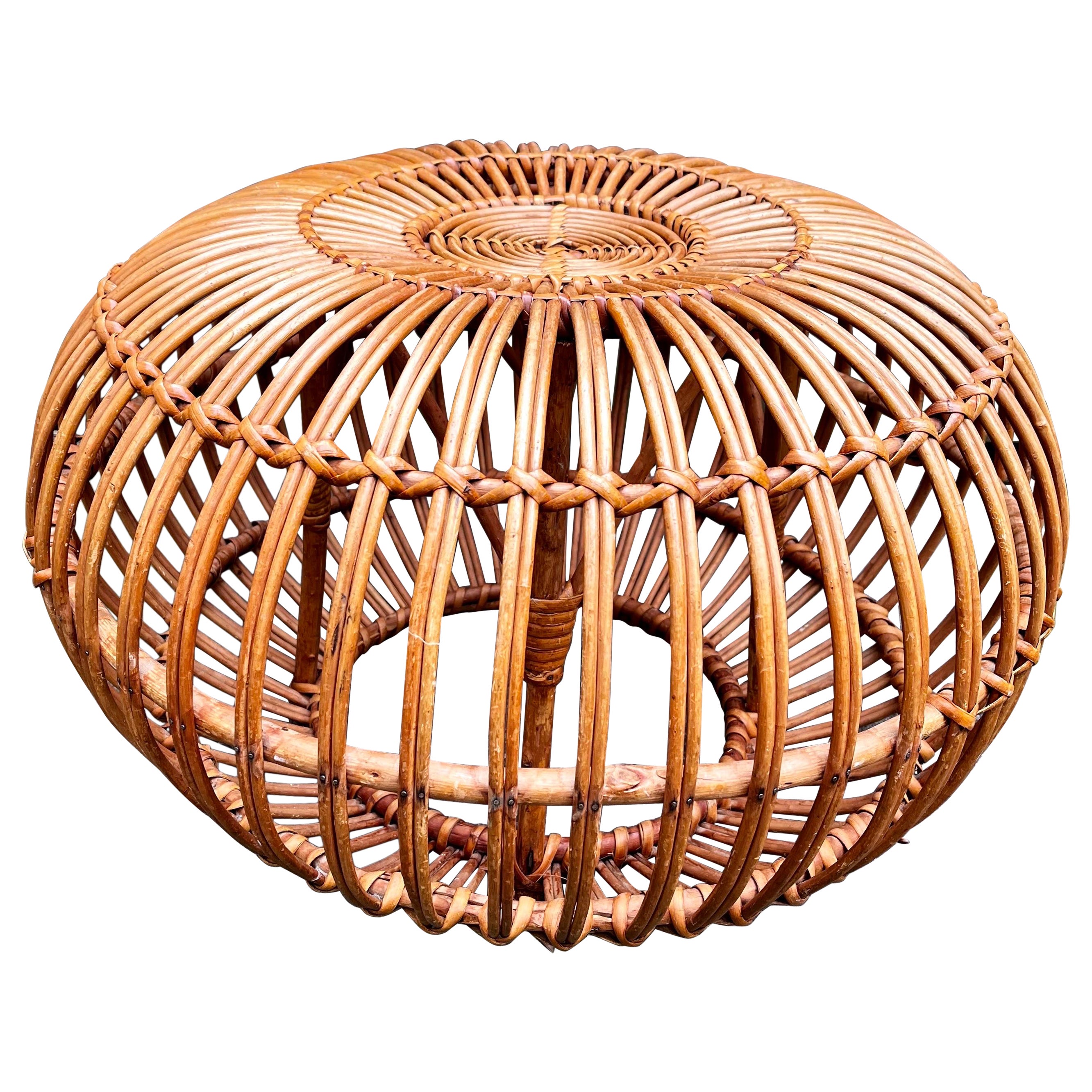 Otomana vintage de ratán de Franco Albini, Italia, c. 1950 en venta