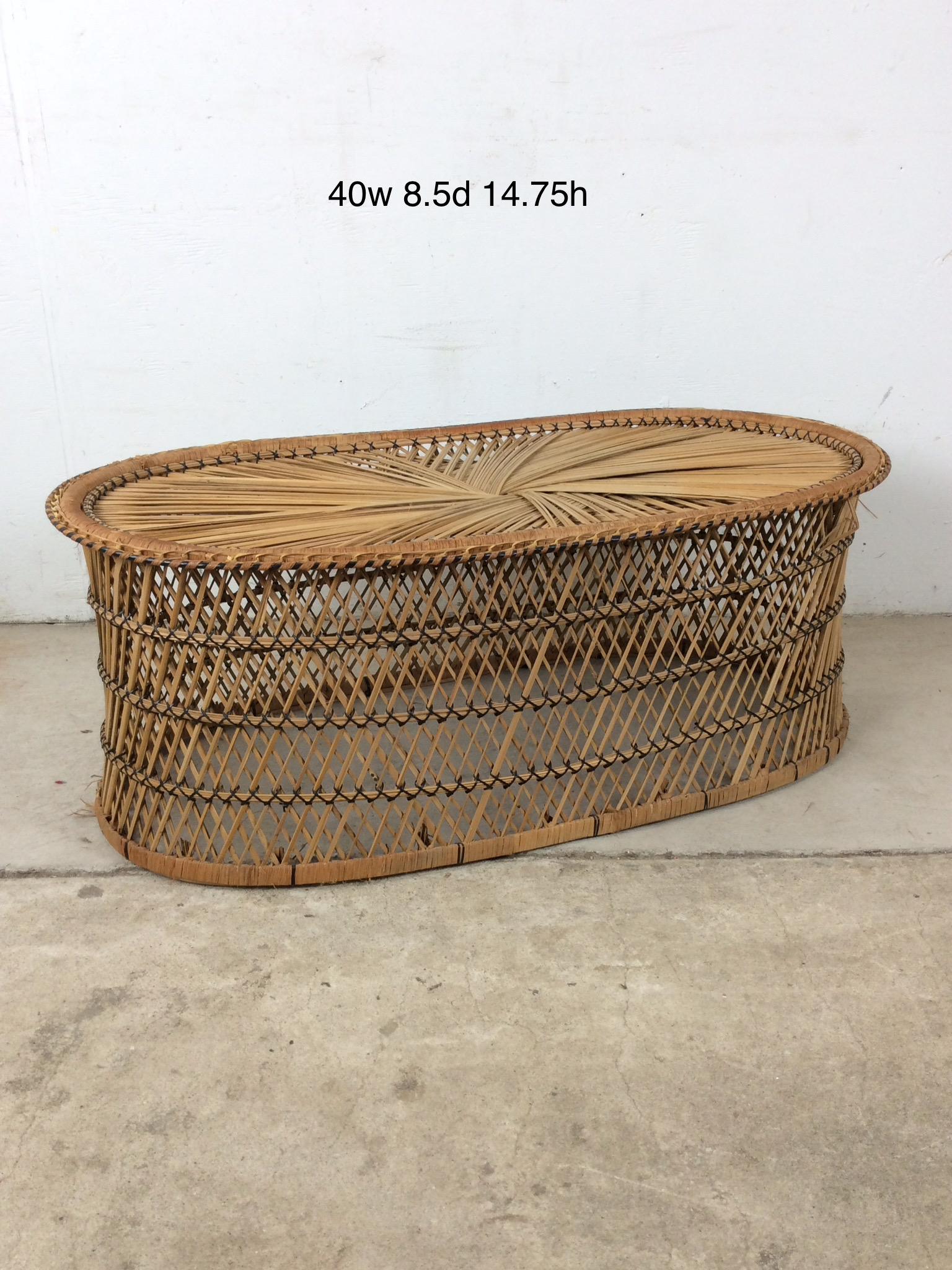 Table basse ovale en rotin vintage en vente 8