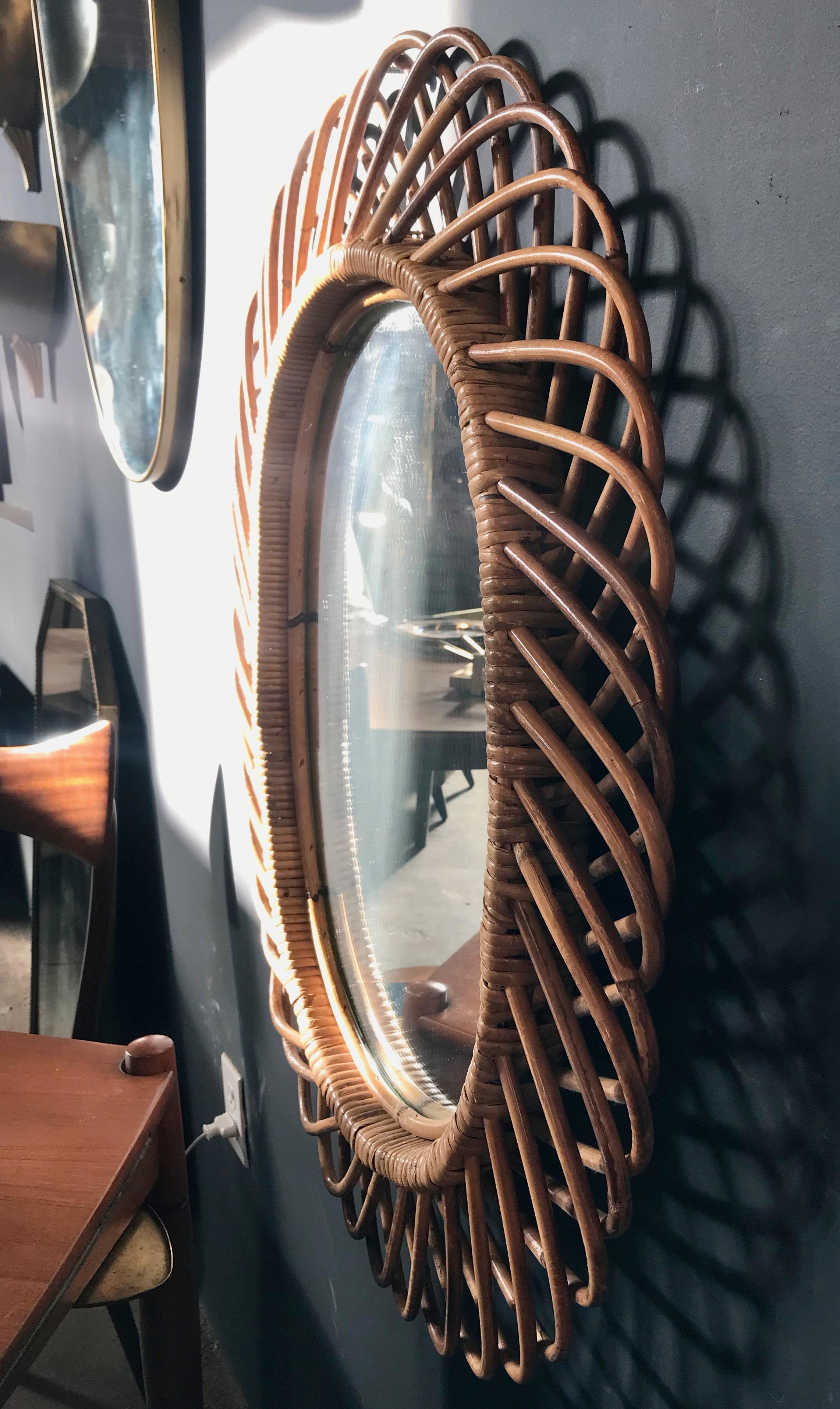 rattan mirror vintage