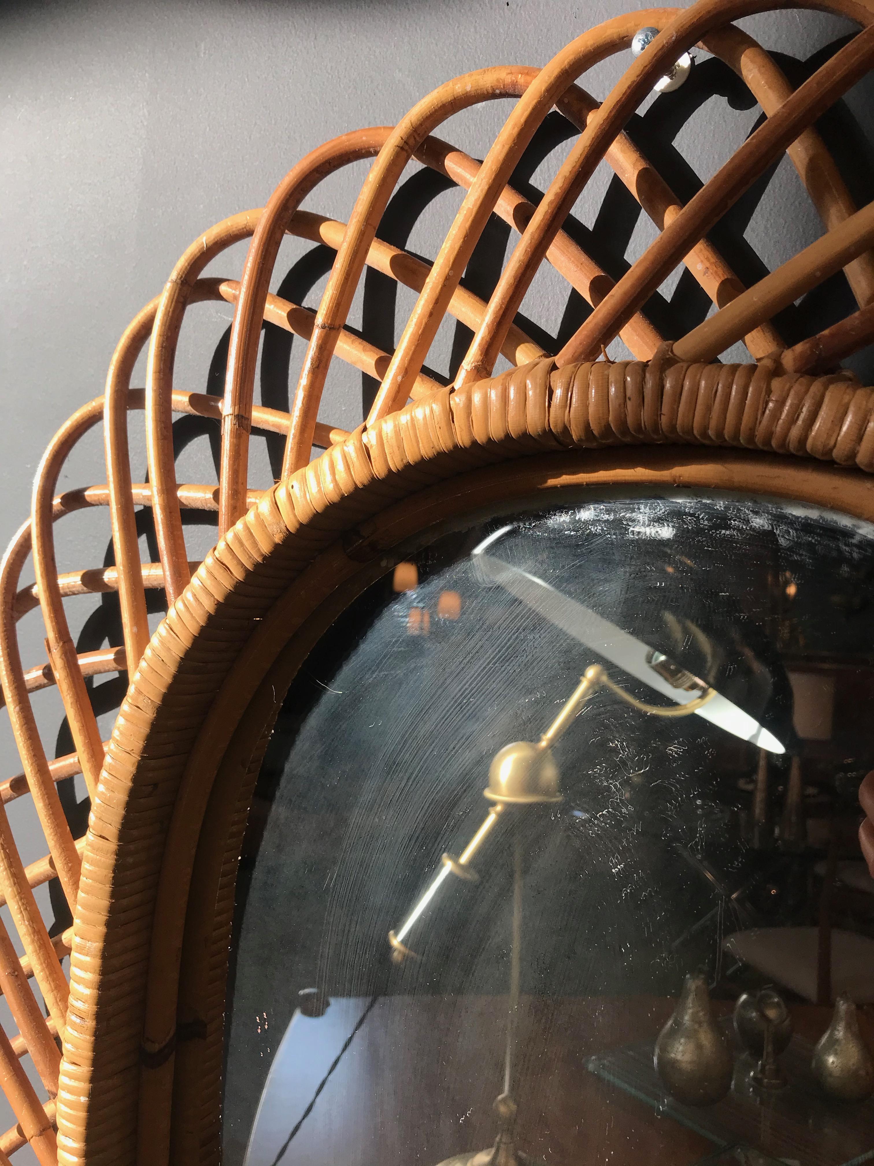 oval rattan mirror