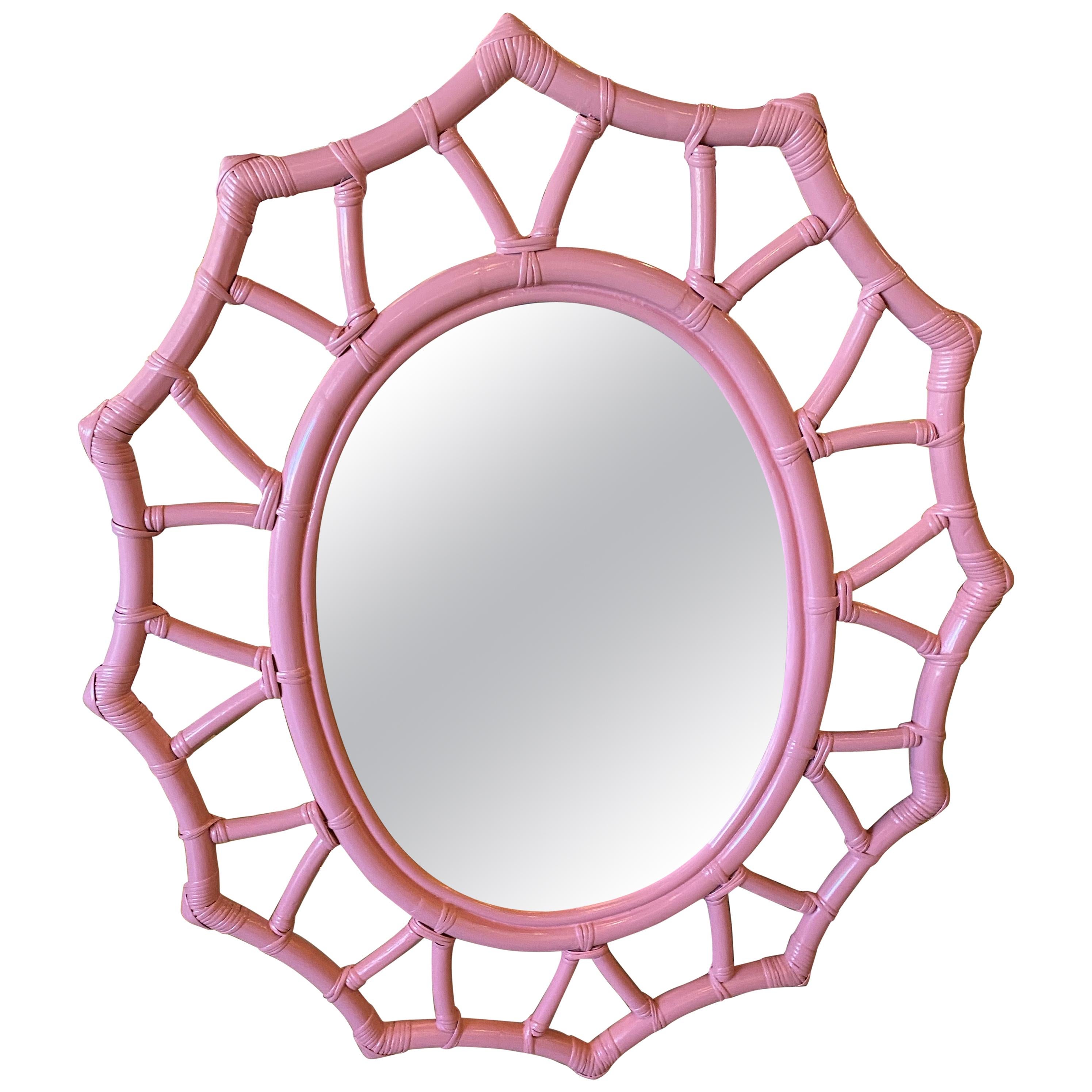 Oversized Vintage Rattan Mirror at 1stDibs