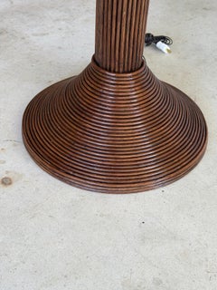 Vintage Rattan Palm Tree Floor Lamp With Three Coconut Lights
