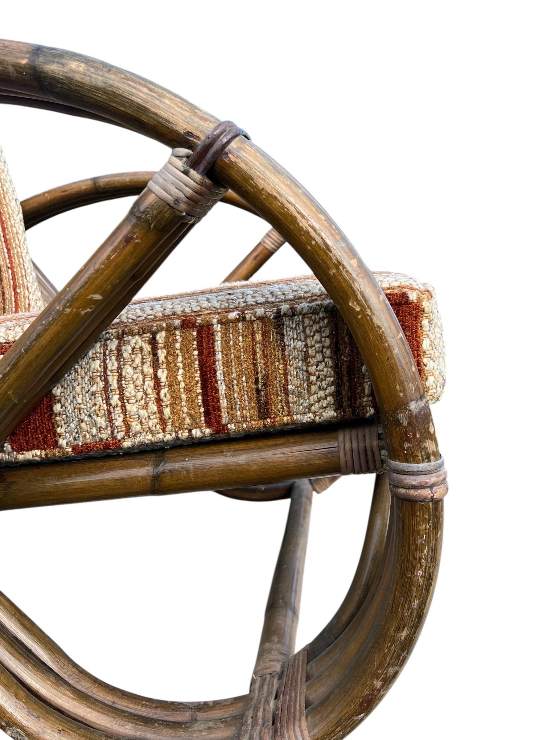 Vintage Rattan Paul Frankl Style Pretzel Lounge Stuhl im Angebot 5
