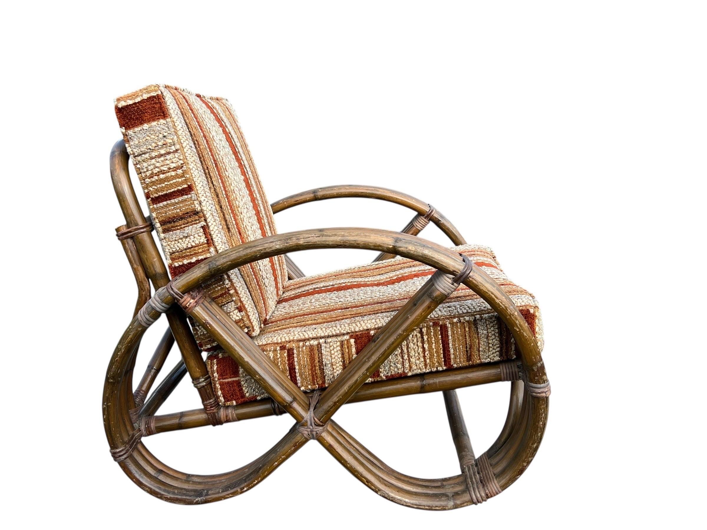 Vintage Rattan Paul Frankl Style Pretzel Lounge Stuhl im Zustand „Gut“ im Angebot in Esperance, NY