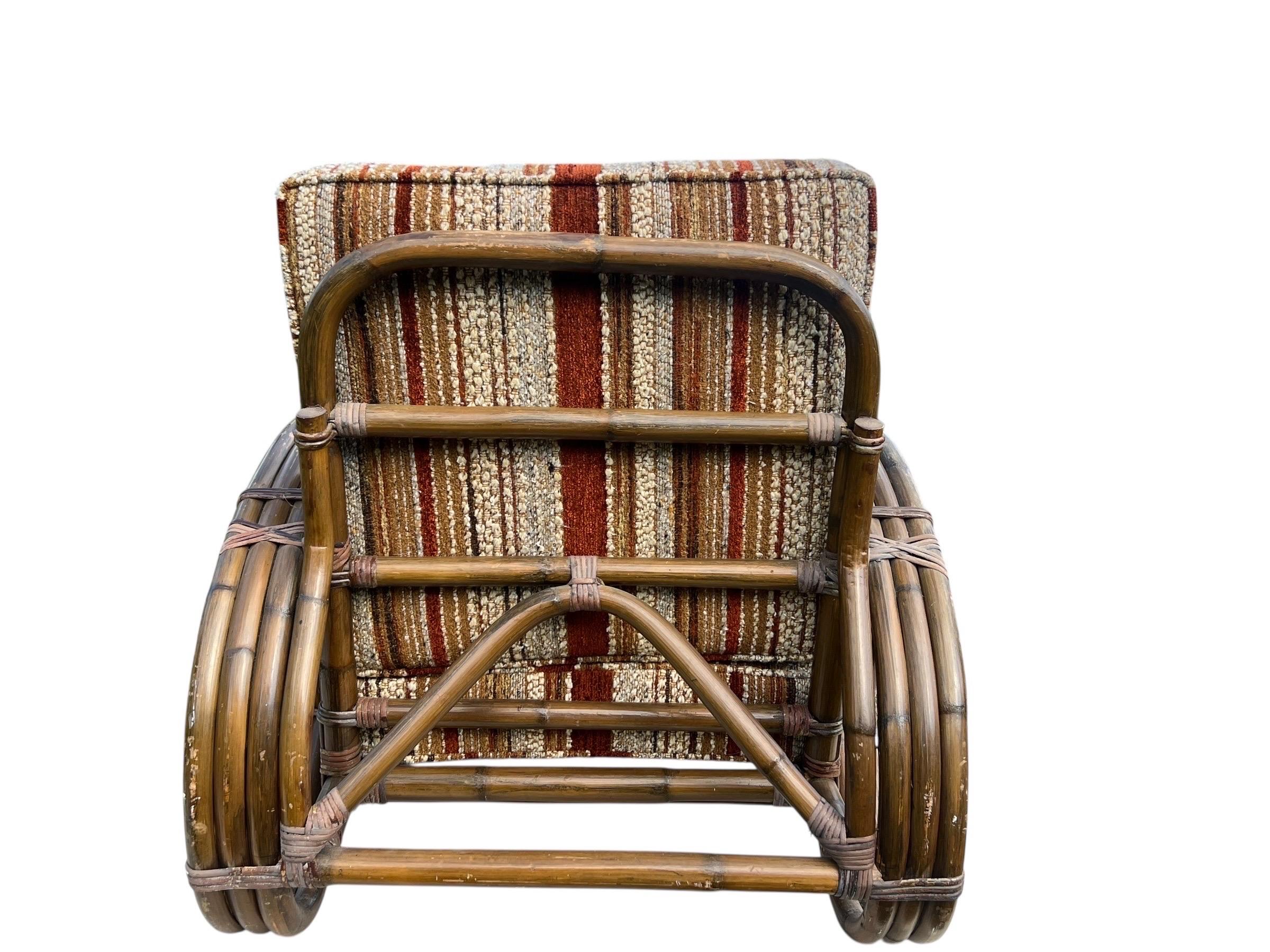 Vintage Rattan Paul Frankl Style Pretzel Lounge Stuhl im Angebot 2