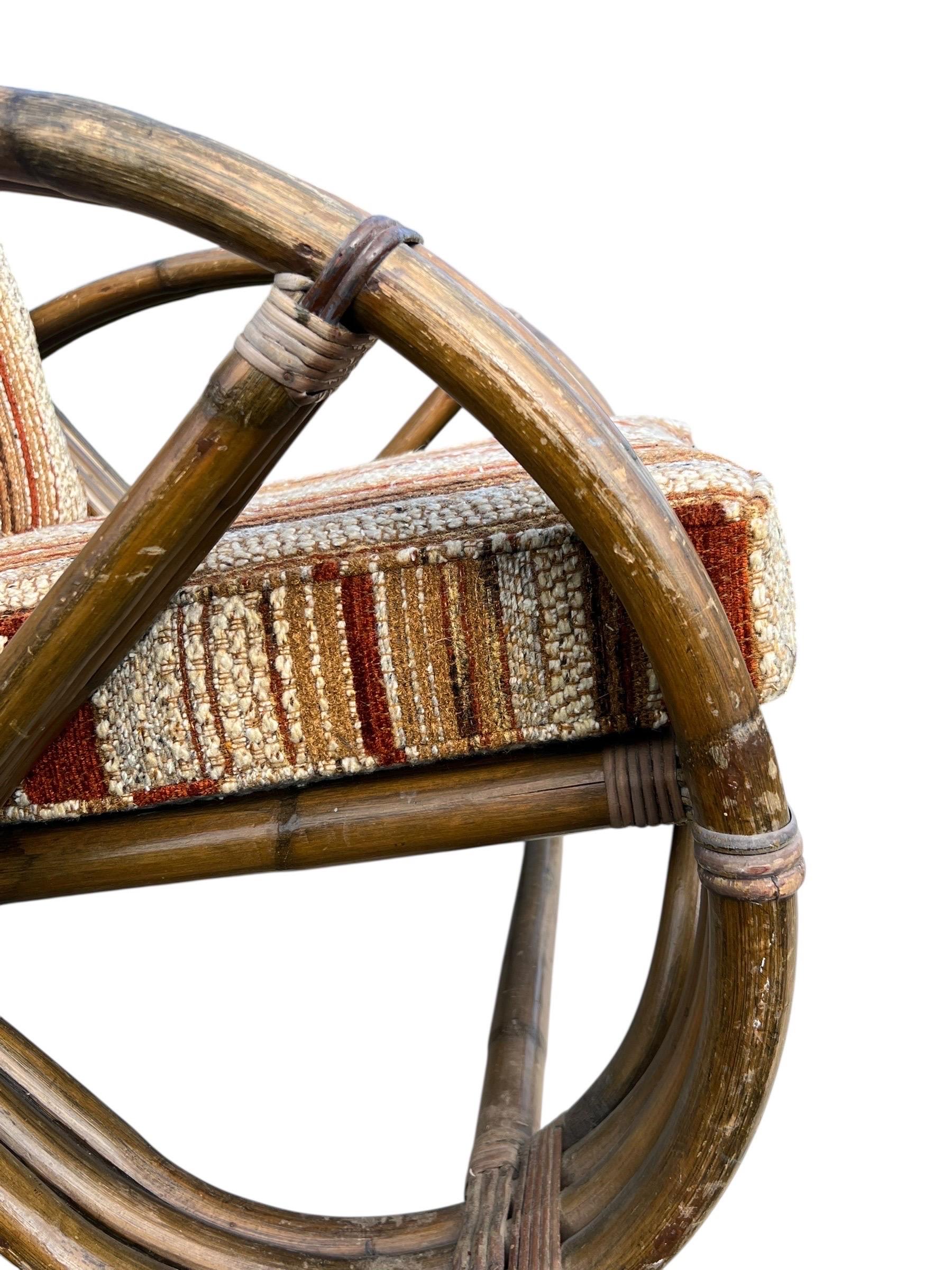 Vintage Rattan Paul Frankl Style Pretzel Lounge Stuhl im Angebot 3