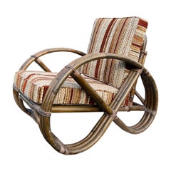Vintage Rattan Paul Frankl Style Pretzel Lounge Stuhl