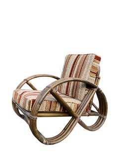 Vintage Rattan Paul Frankl Style Pretzel Lounge Stuhl