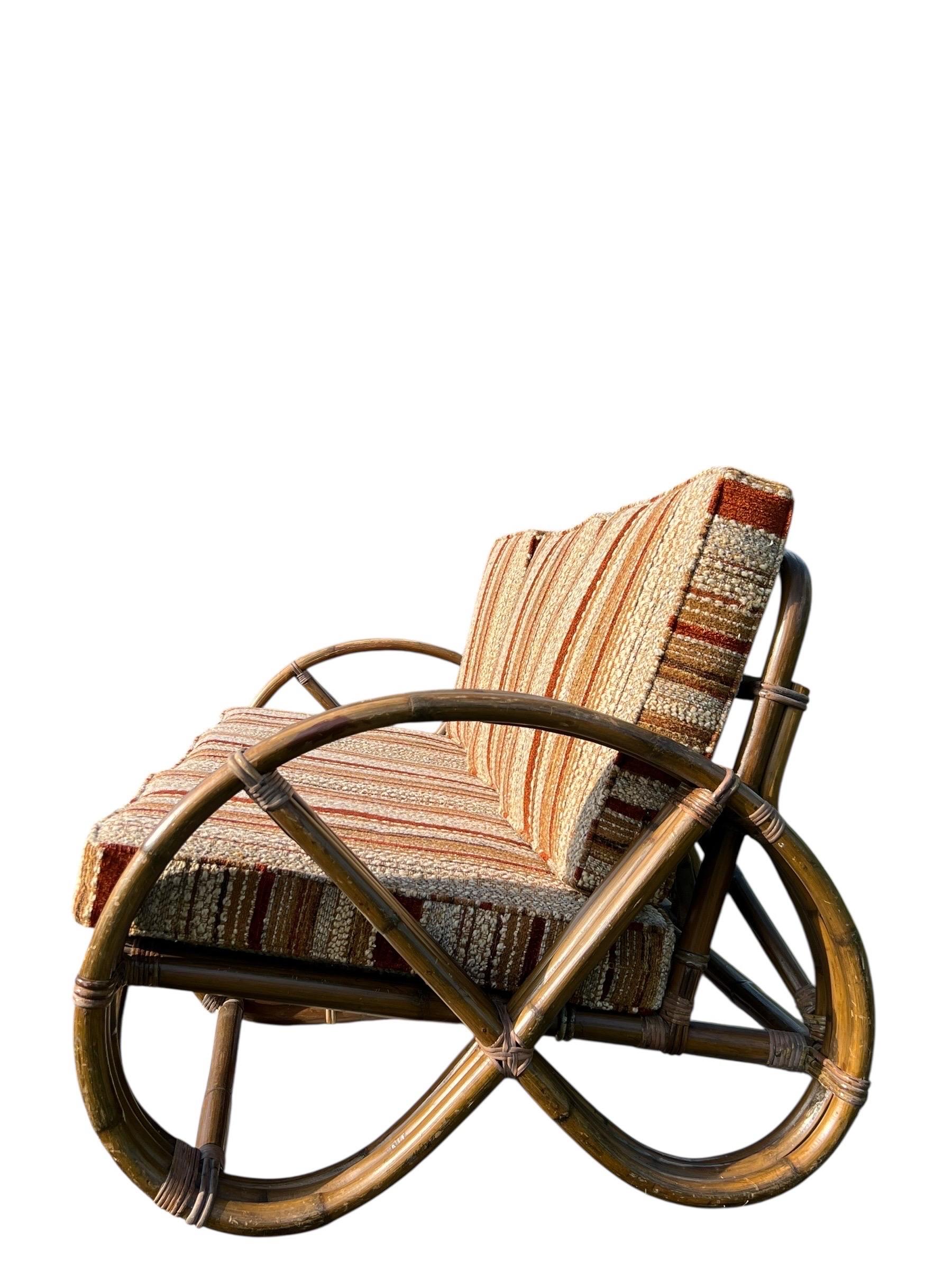 Vintage Rattan Paul Frankl Style Pretzel Sofa im Zustand „Gut“ im Angebot in Esperance, NY
