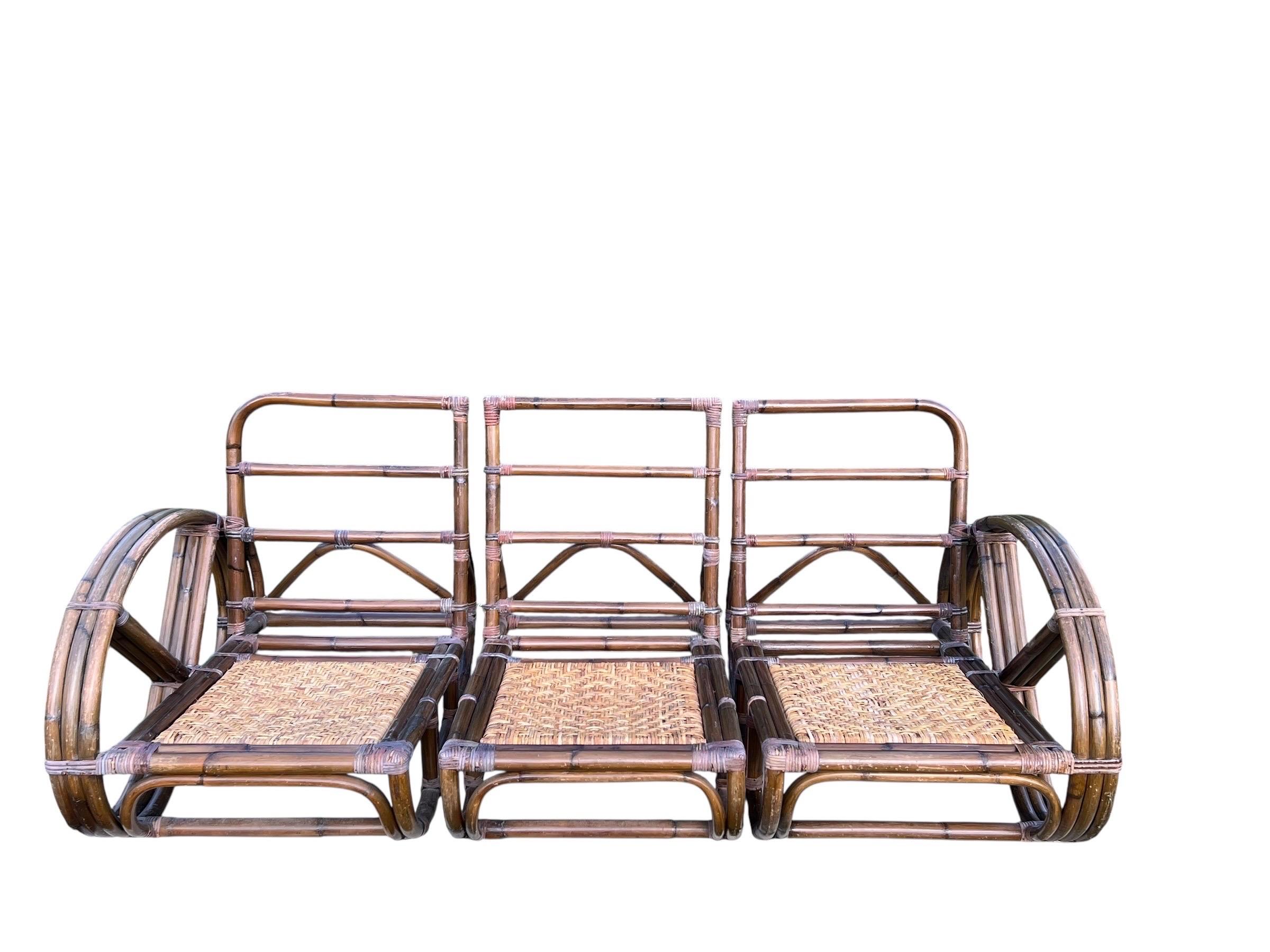 Vintage Rattan Paul Frankl Style Pretzel Sofa im Angebot 3
