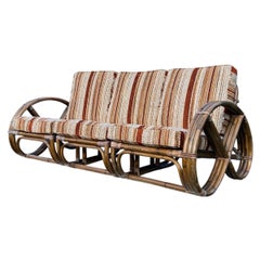 Vintage Rattan Paul Frankl Style Pretzel Sofa