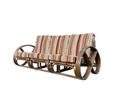 Vintage Rattan Paul Frankl Style Pretzel Sofa
