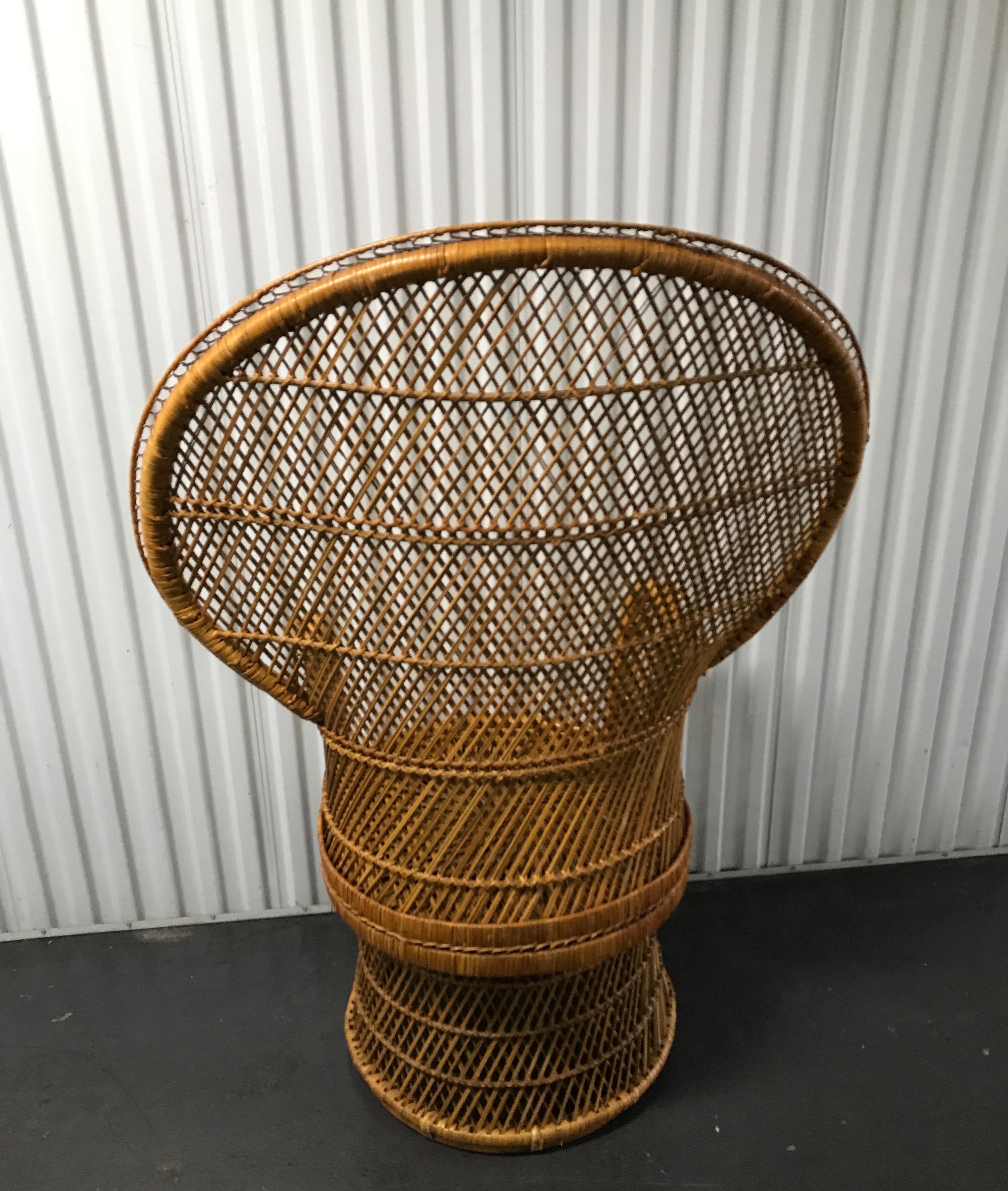 20th Century Vintage Rattan Peacock Chair