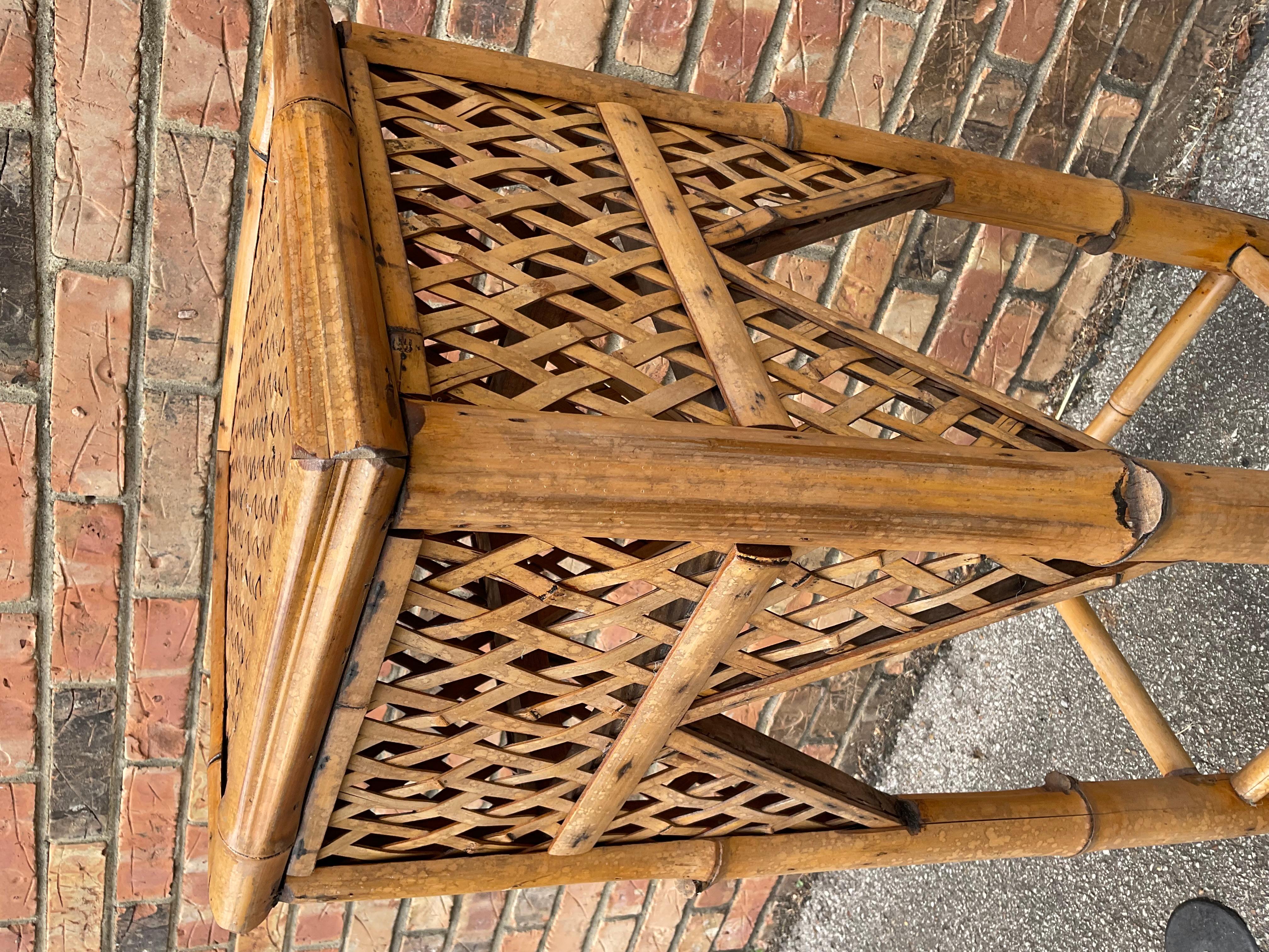 Mid-20th Century Vintage Rattan Plant Stand For Sale