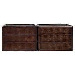 Used Rattan Planter With Removable Cast Aluminum - a Pair