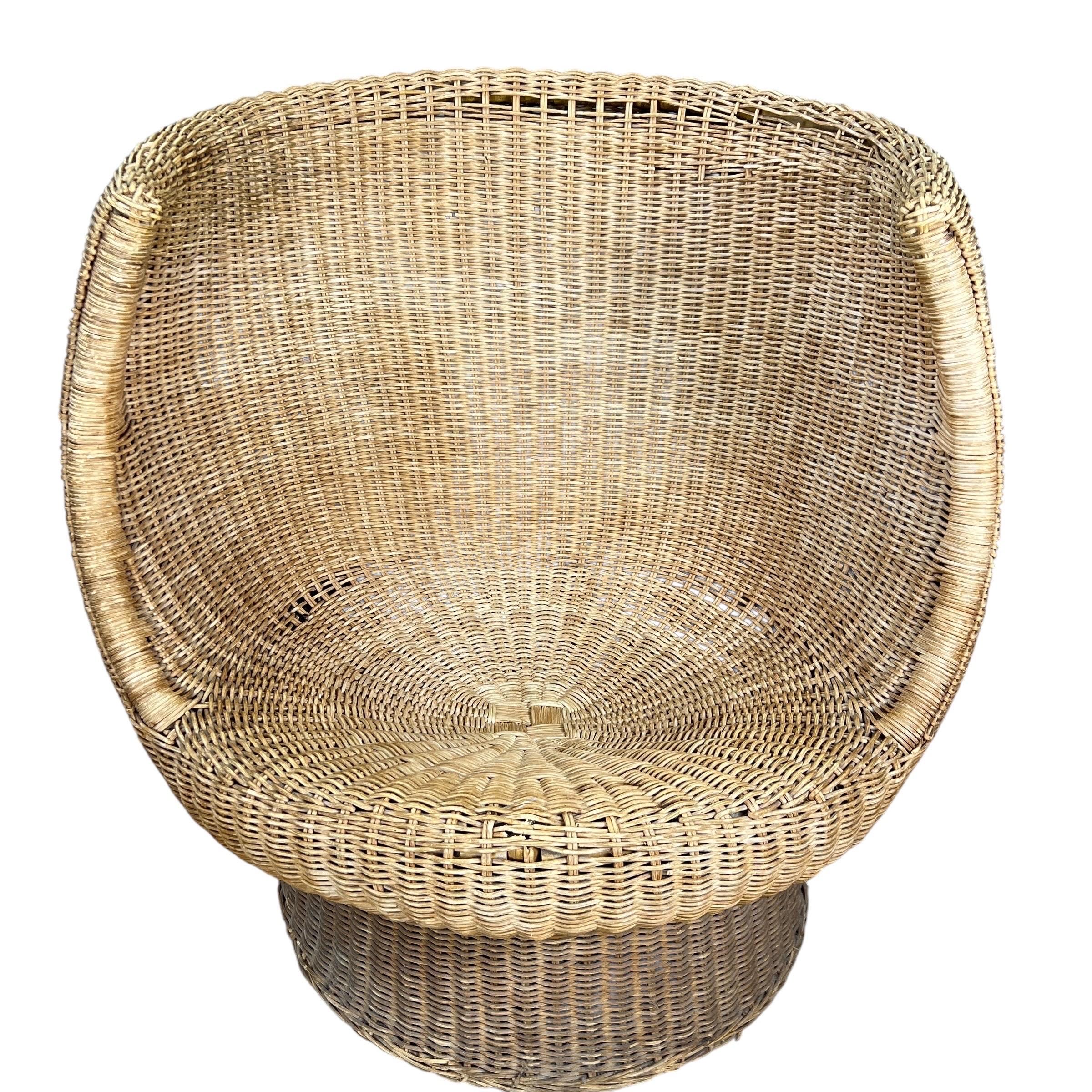 For sale is this very unique rattan lounge chair. The chair is very comfortable and sturdy