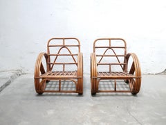 Fauteuil bretzel en rotin vintage