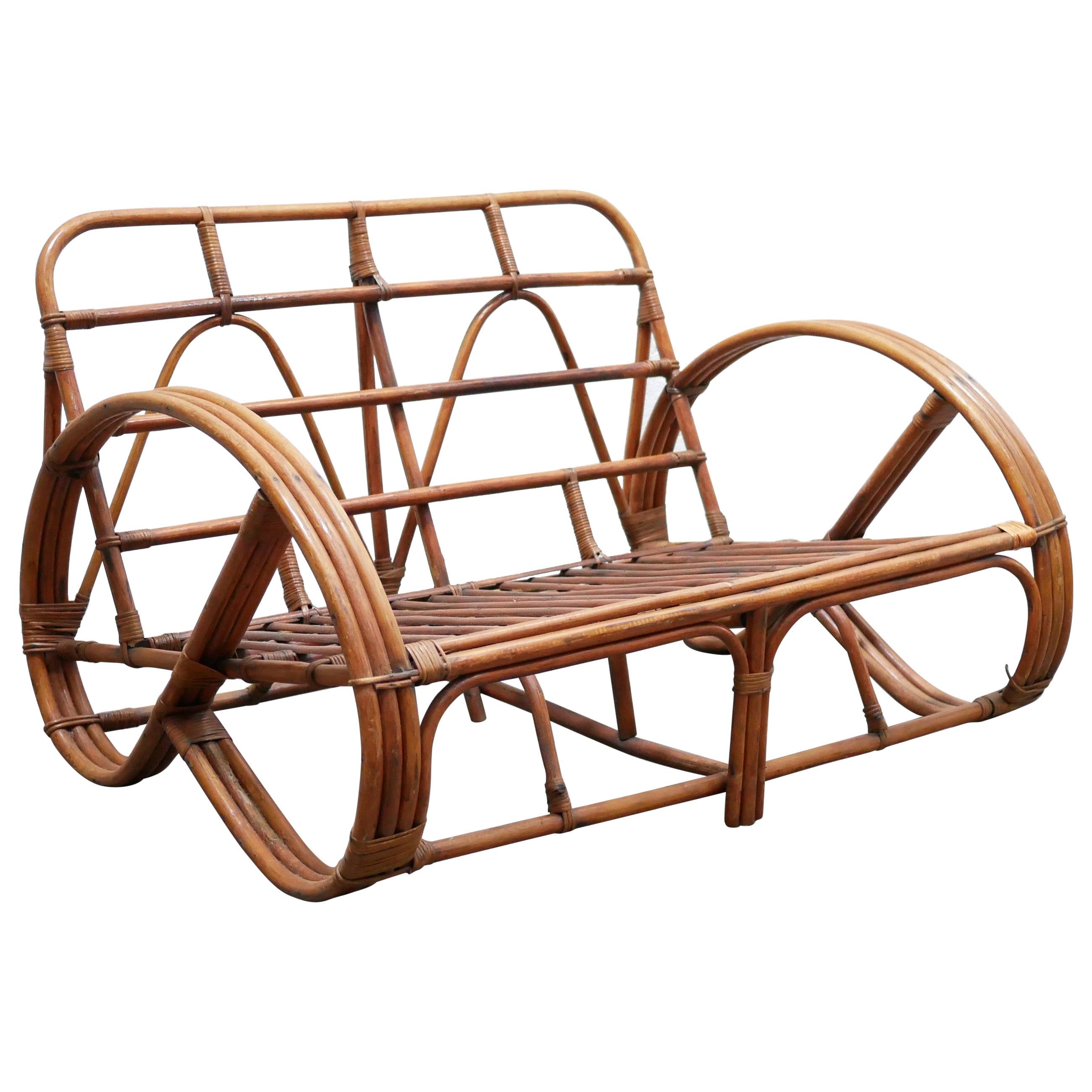 Rattan-Sofa mit Brezel-Sofa im Angebot