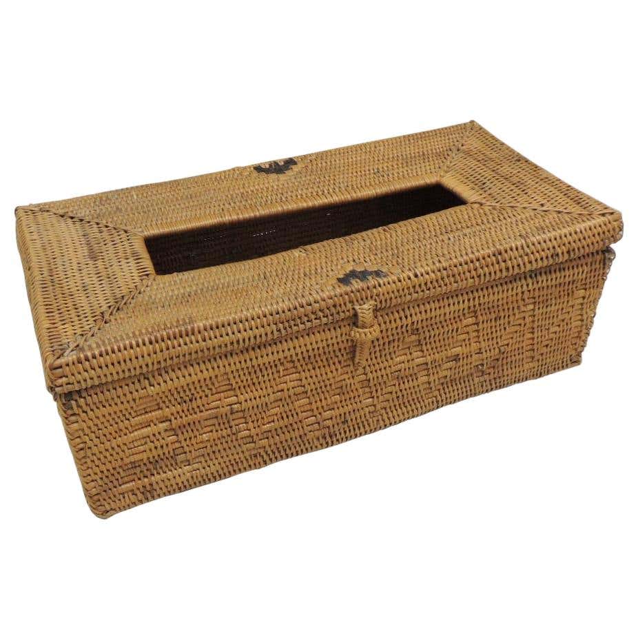Vintage Rattan Rectangular Tissue Box Holder at 1stDibs