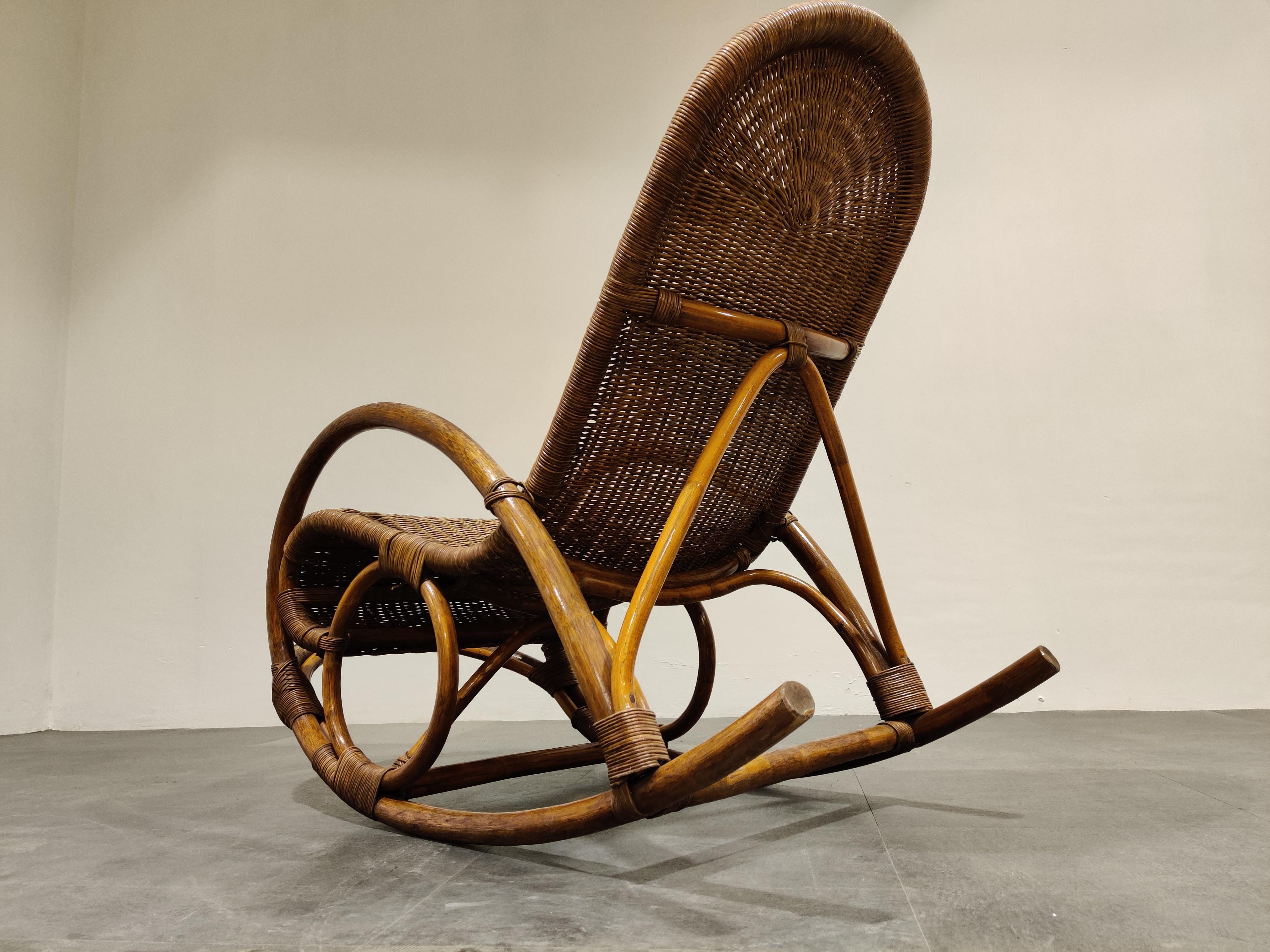 Vintage Rattan Rocking Chair, 1960s 2