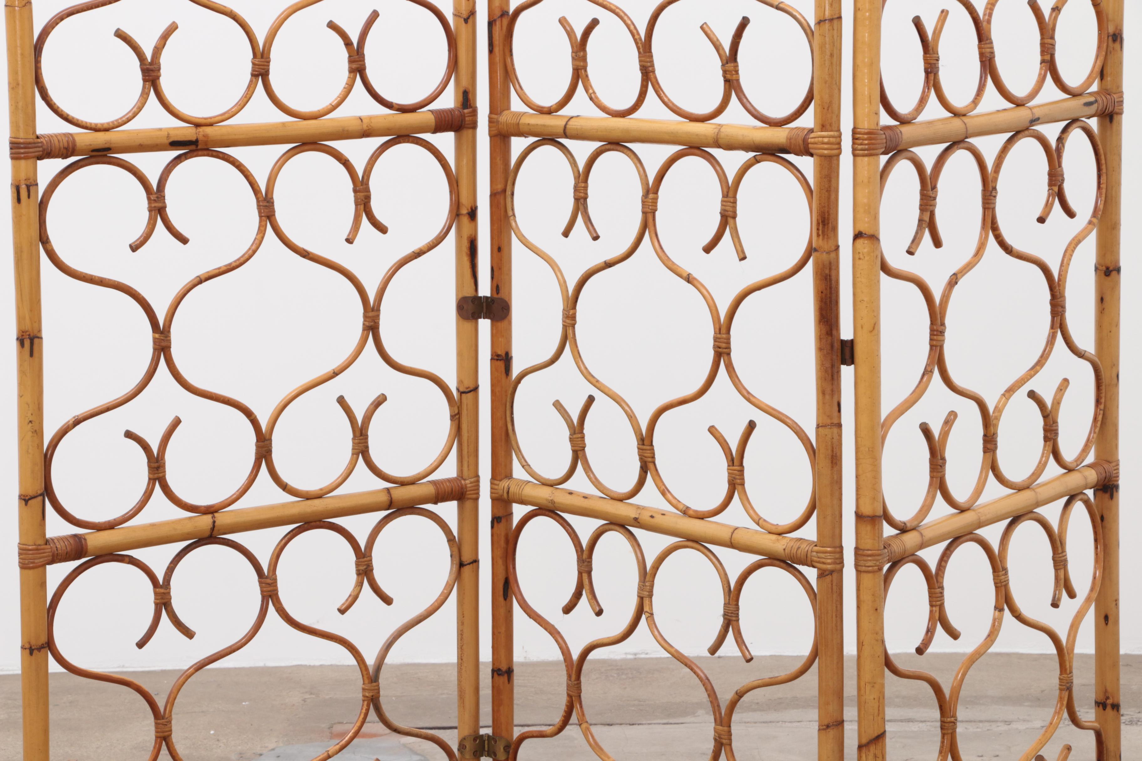Mid-20th Century Vintage Rattan room divider or room divider made in Italy 1960 For Sale