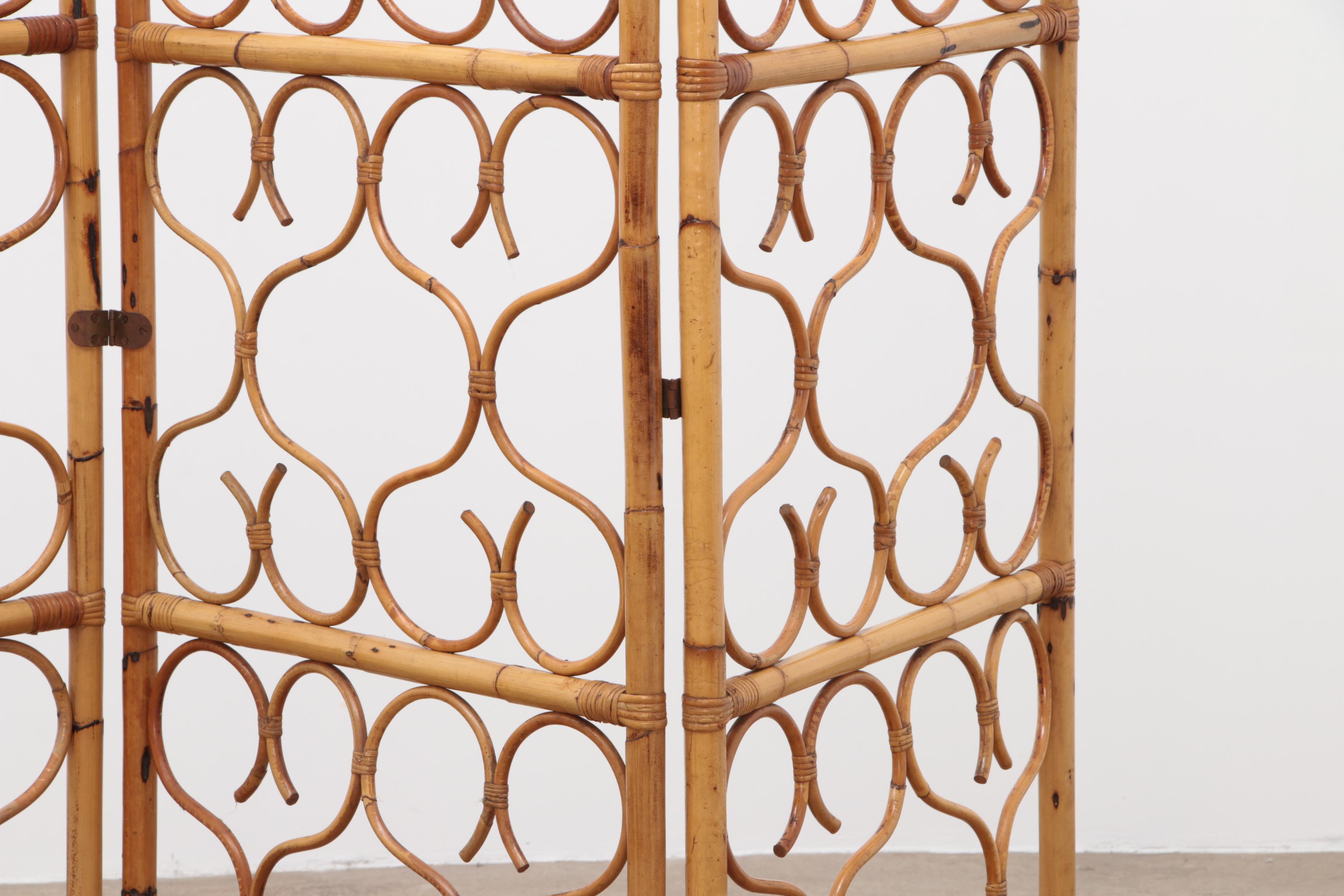 Bamboo Vintage Rattan room divider or room divider made in Italy 1960 For Sale