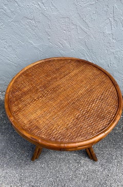 Vintage Rattan Round Table by Ralph Lauren Collection