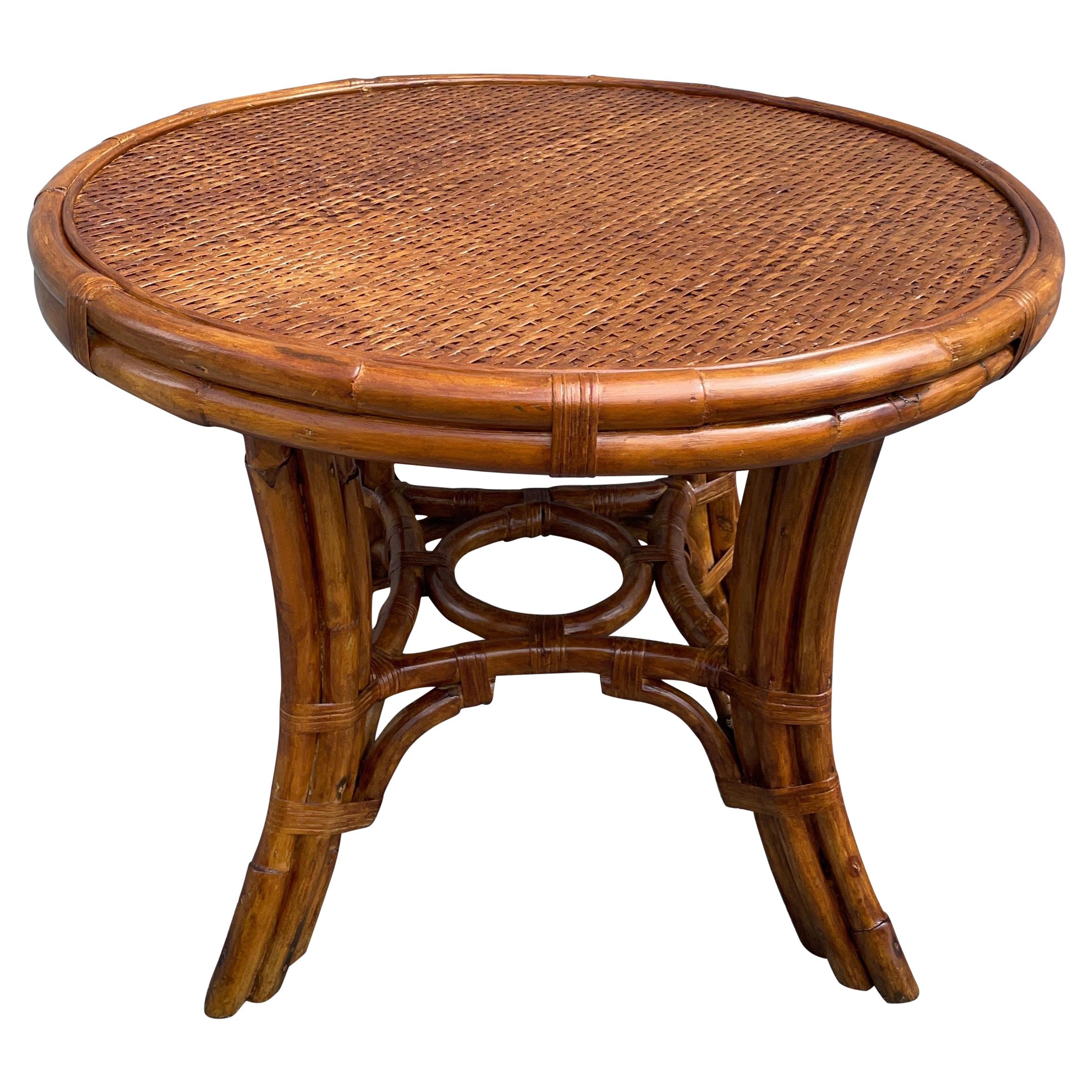 Vintage Rattan Round Table by Ralph Lauren Collection at 1stDibs