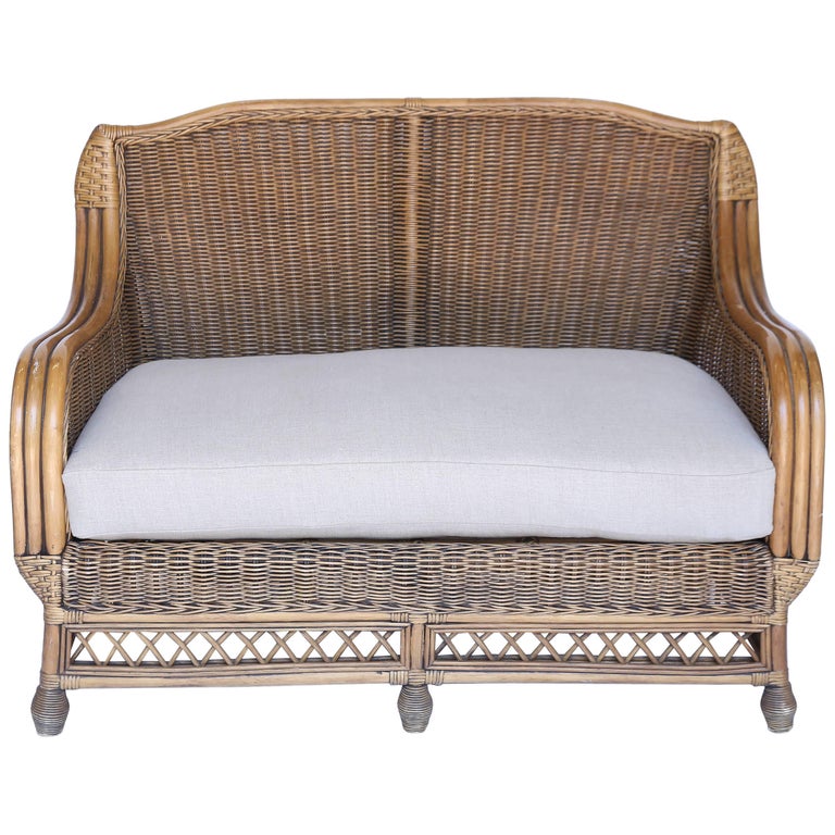 Vintage Rattan Settee at 1stDibs