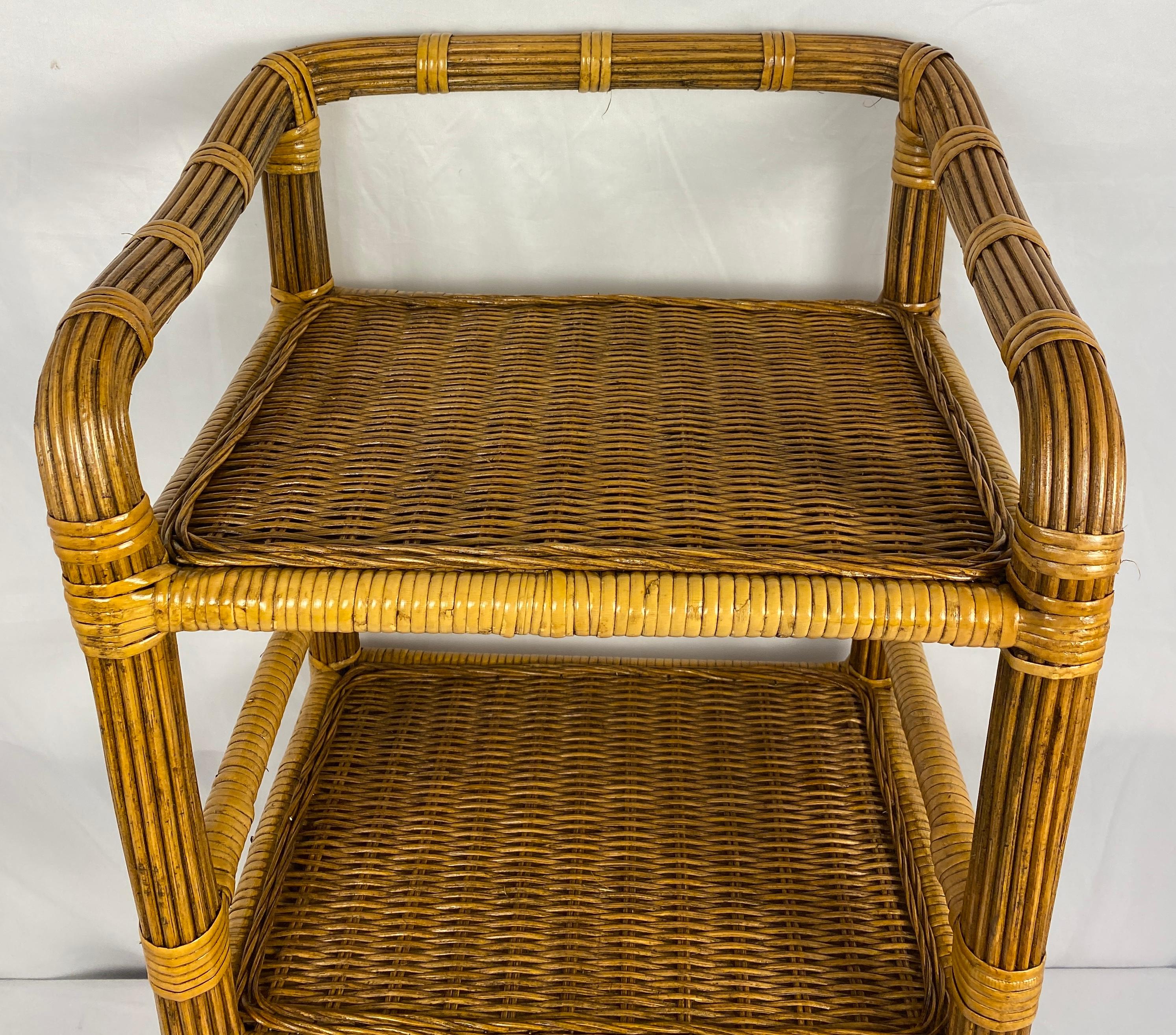 Mid-century side table with 3 shelves. 
Made in the USA circa 1970's. 

Perfect in any room as well as next to a sofa or in any bathroom.

Measures; 33 1/2