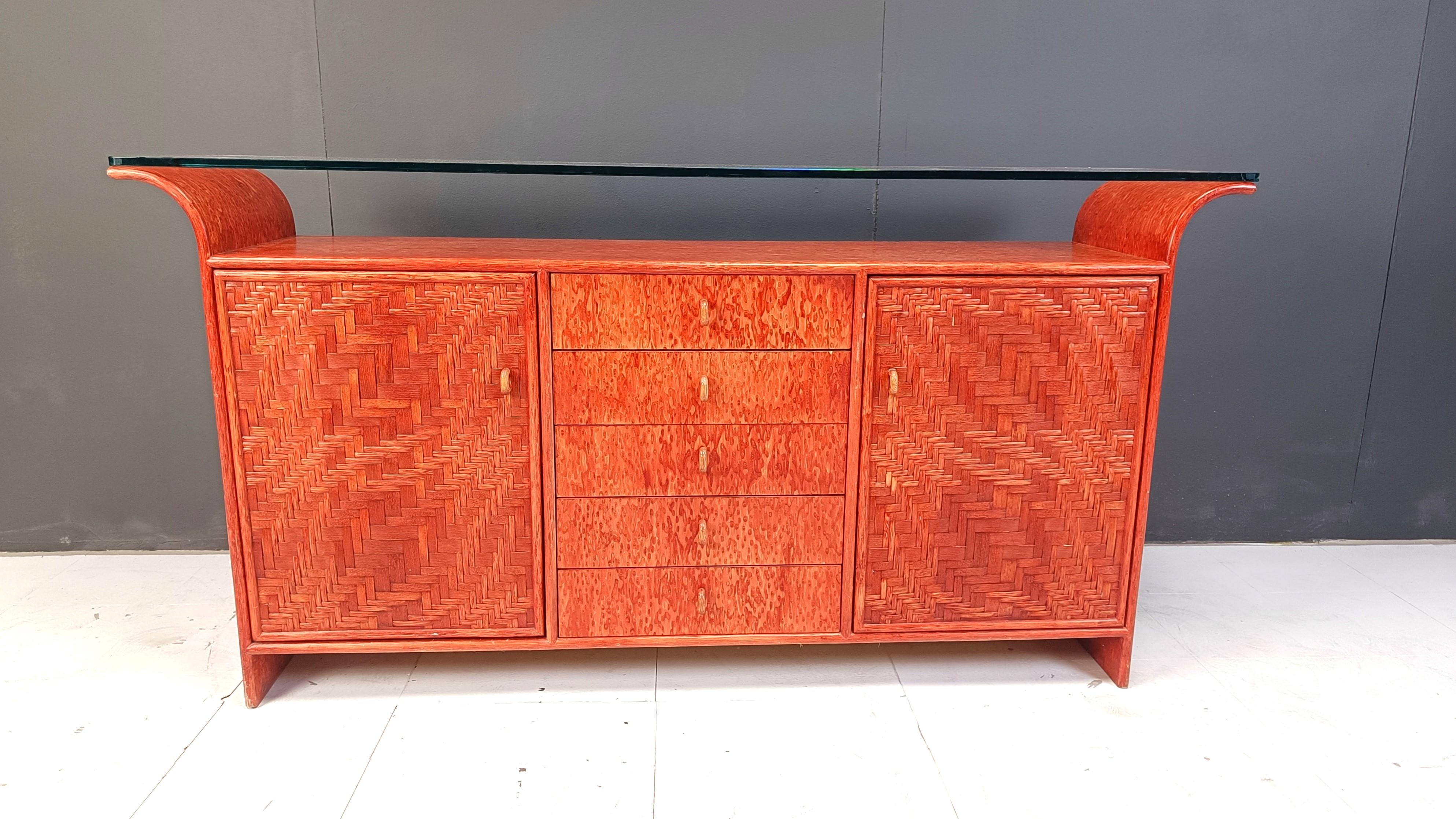 Credenza in rattan vintage, anni '70 In condizioni buone in vendita a Leuven, Vlaams Gewest