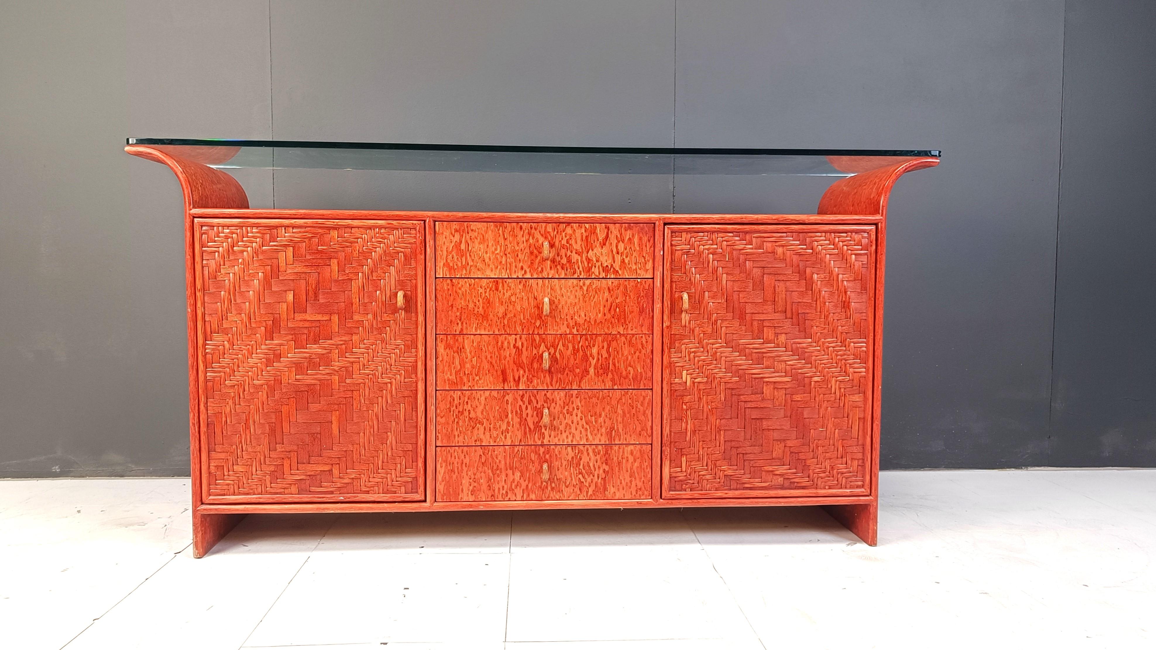 Fine XX secolo Credenza in rattan vintage, anni '70 in vendita