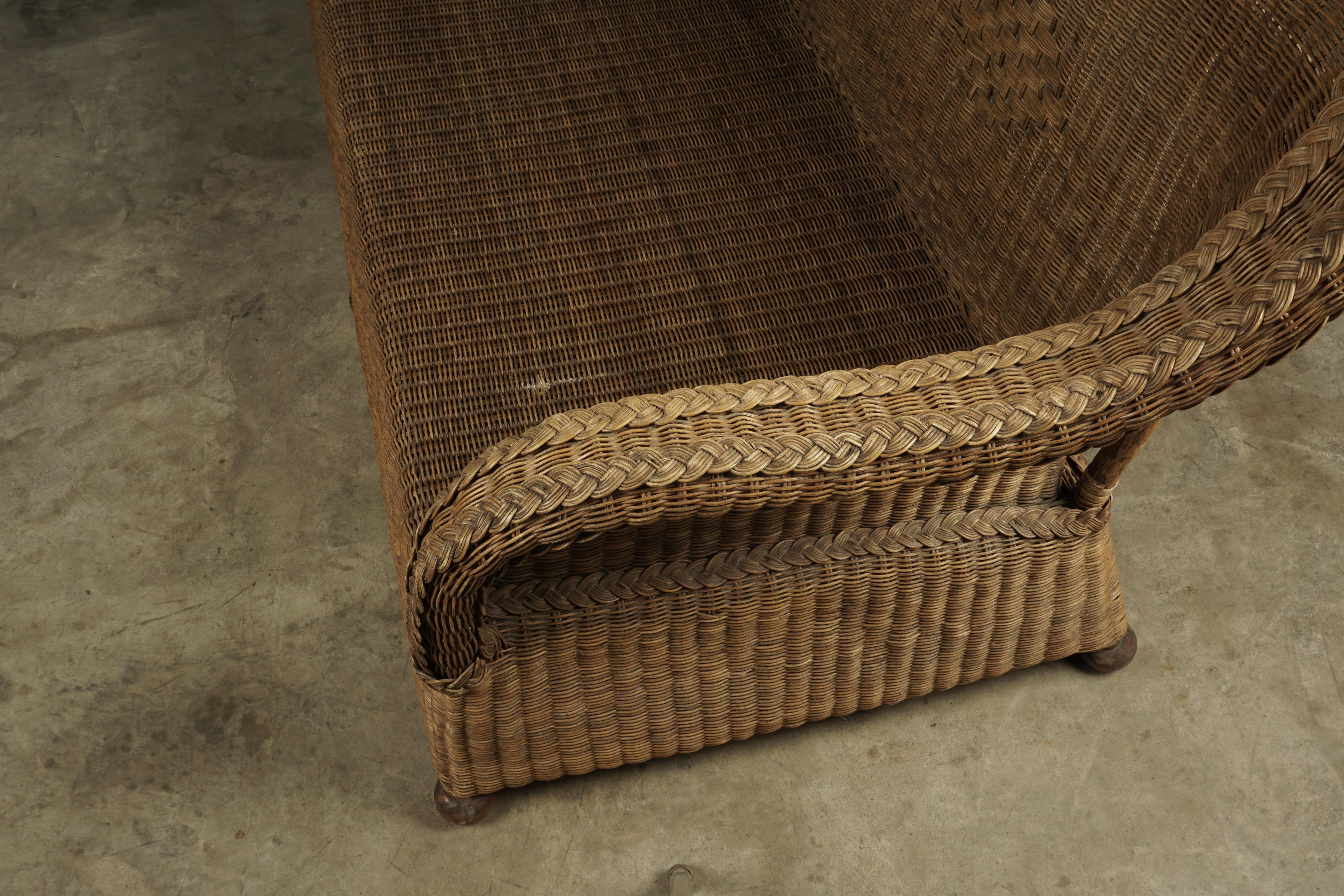 Vintage Rattan Sofa from France, 1950s In Good Condition In Nashville, TN