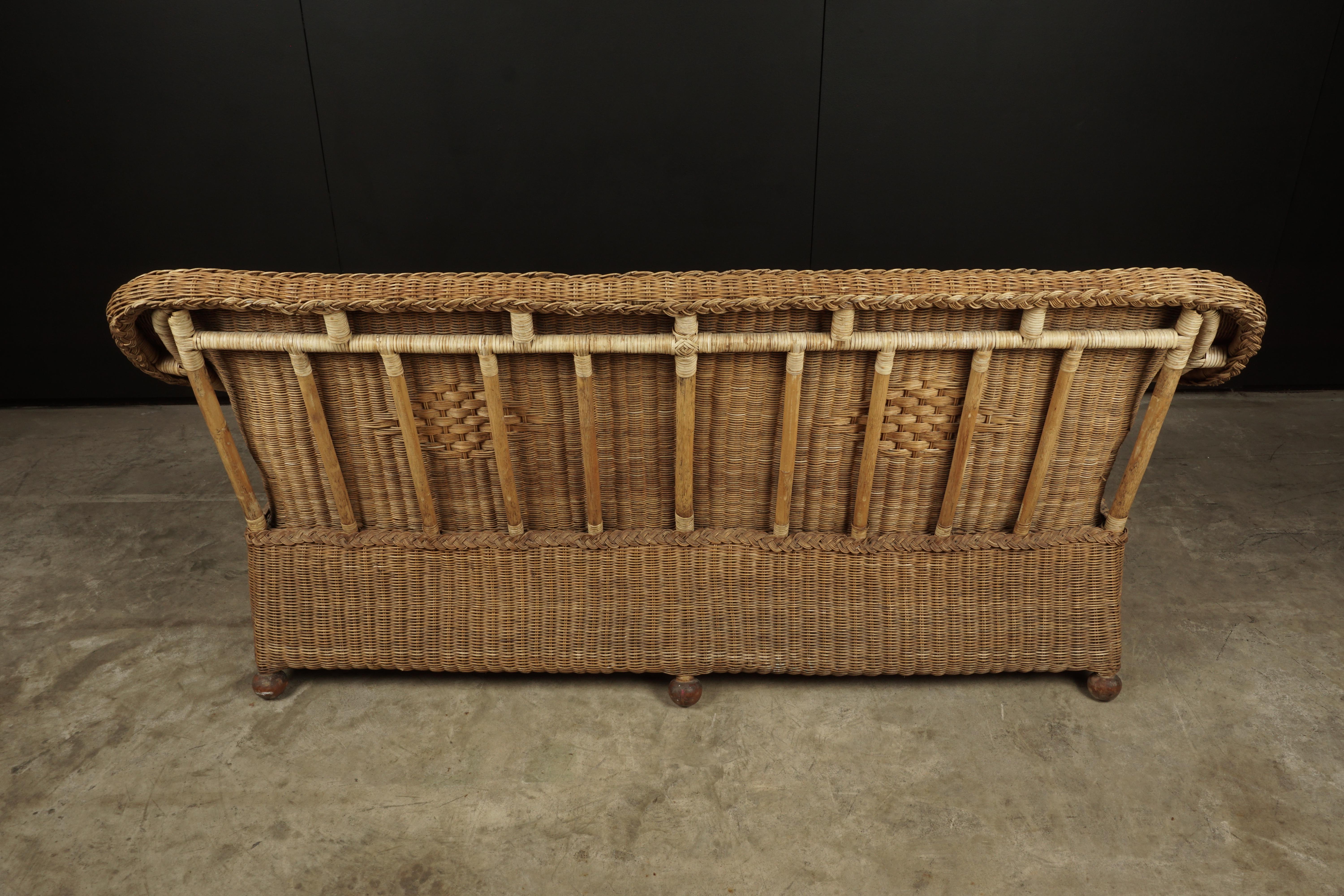 Mid-20th Century Vintage Rattan Sofa from France, 1950s