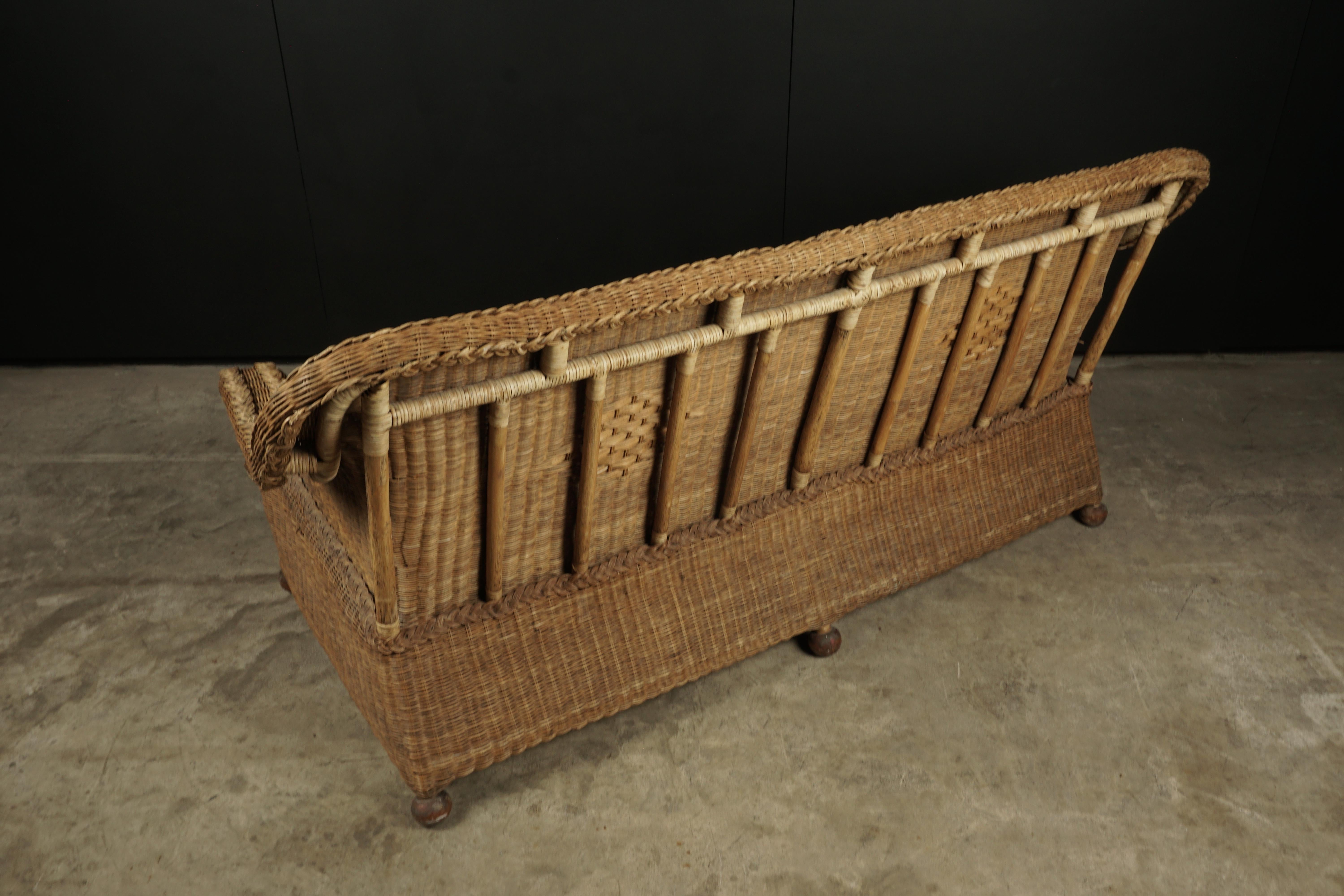 Vintage Rattan Sofa from France, 1950s 1