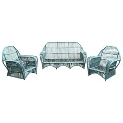 Vintage Rattan Stick Wicker Set