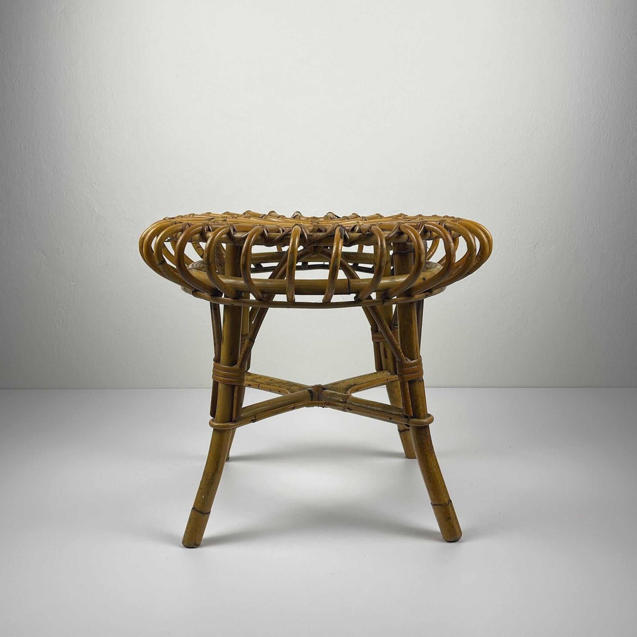 Vintage-Hocker aus Rattan von Franco Albini, Italien, 1960er Jahre im Angebot 5