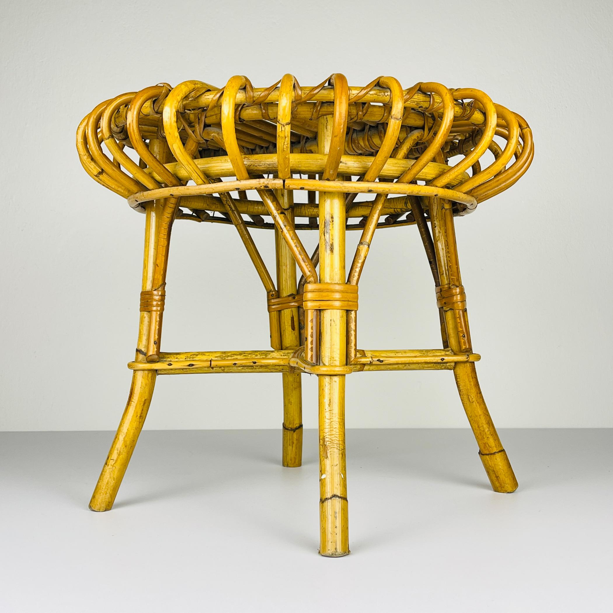 Vintage-Hocker aus Rattan von Franco Albini, Italien, 1960er Jahre im Angebot 6