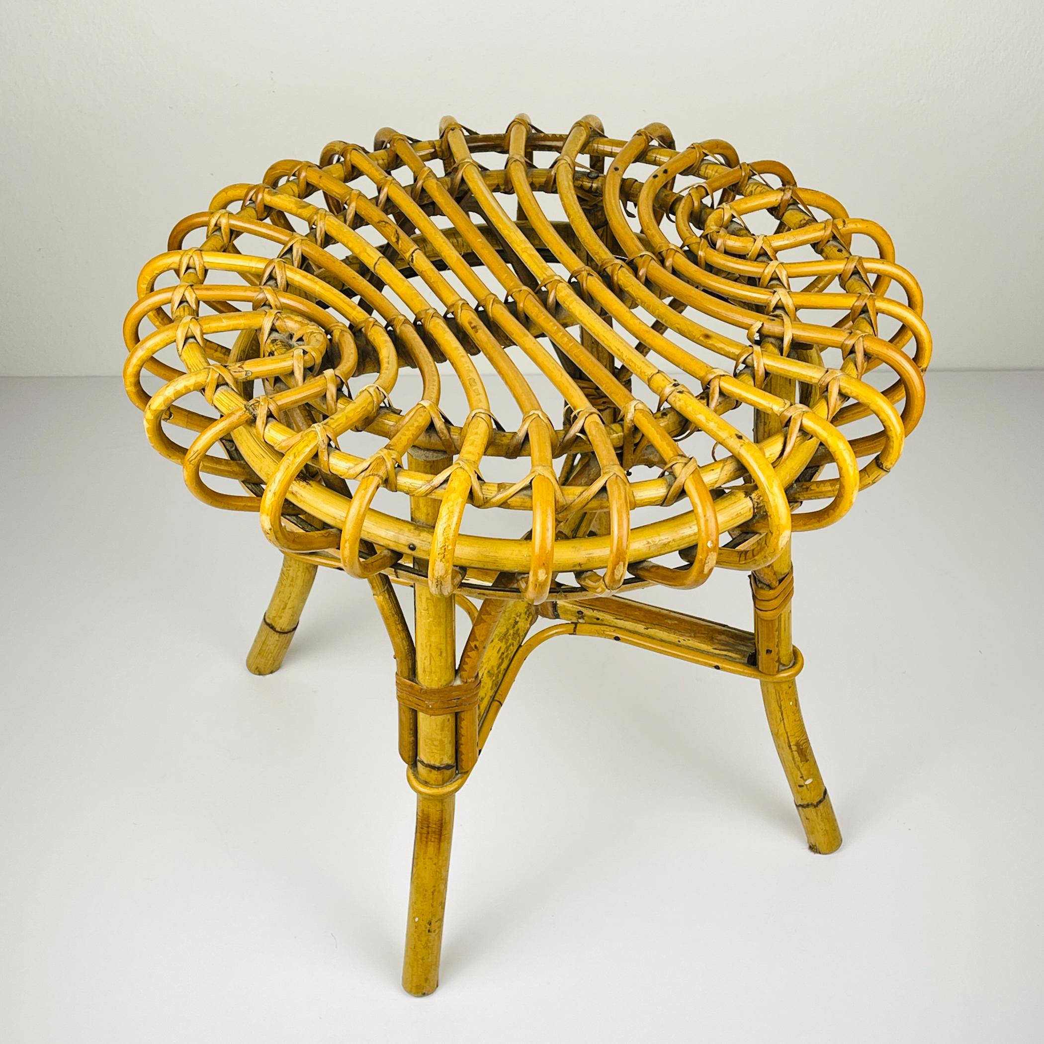 Vintage-Hocker aus Rattan von Franco Albini, Italien, 1960er Jahre im Angebot 7