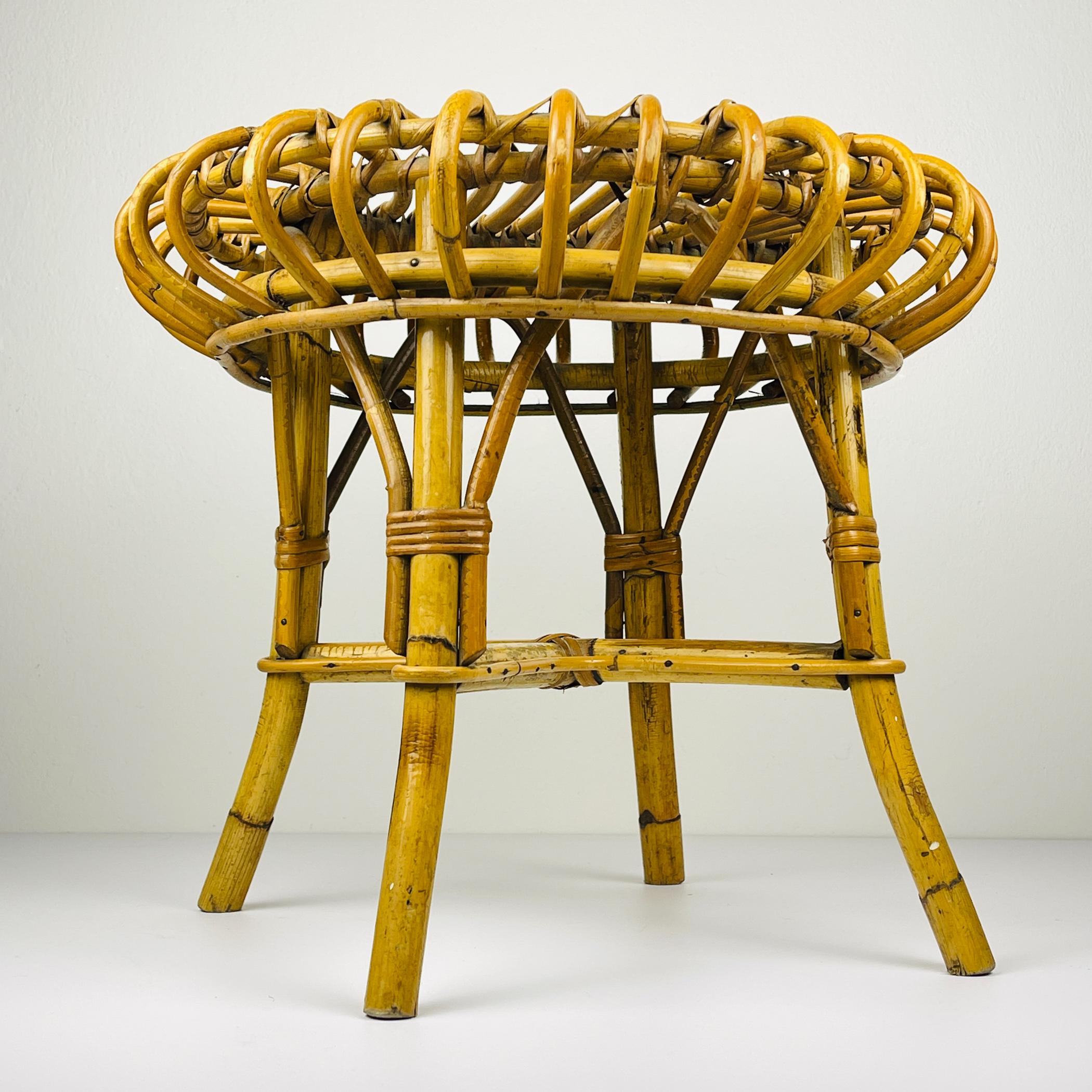 Vintage-Hocker aus Rattan von Franco Albini, Italien, 1960er Jahre (Moderne der Mitte des Jahrhunderts) im Angebot
