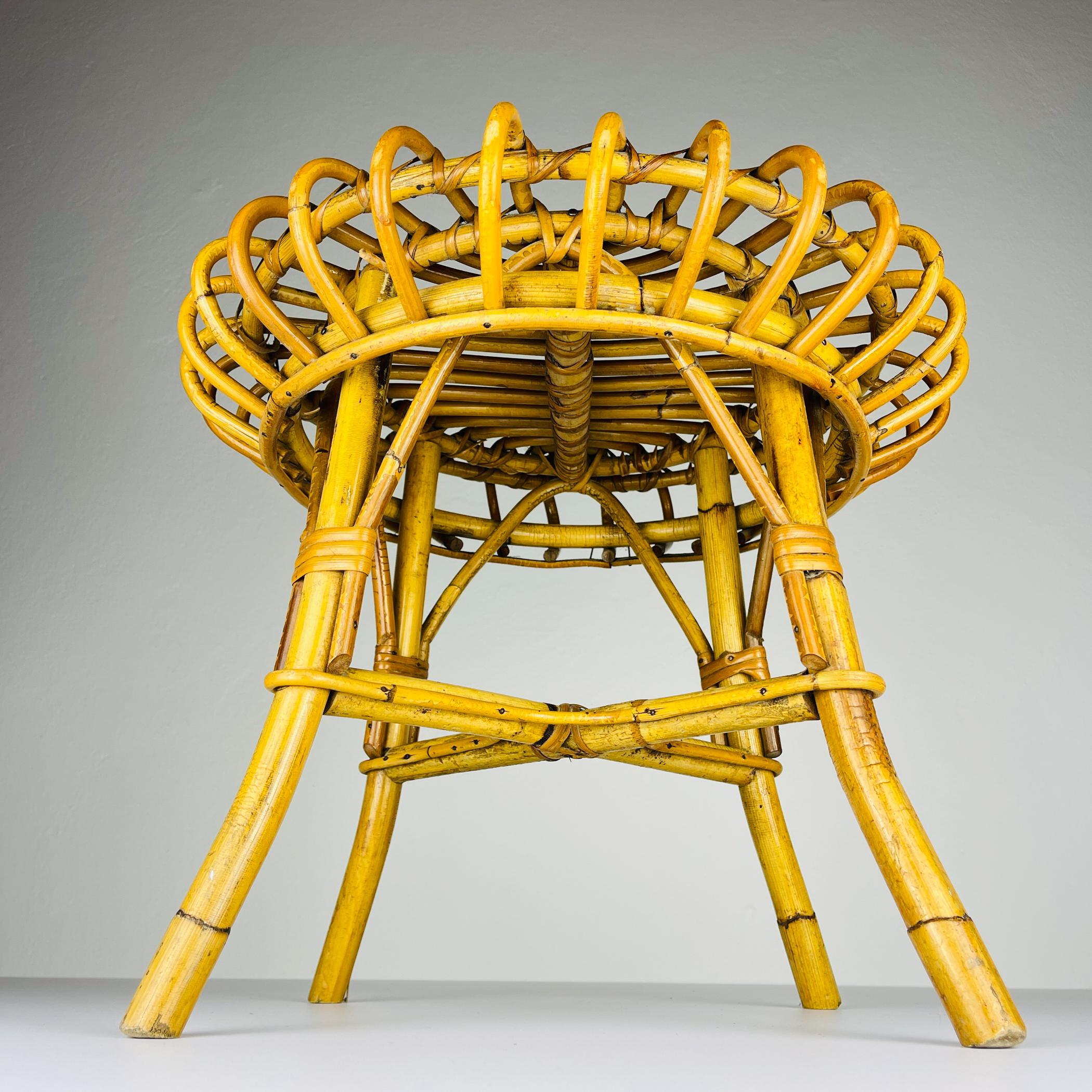 Vintage-Hocker aus Rattan von Franco Albini, Italien, 1960er Jahre im Angebot 2