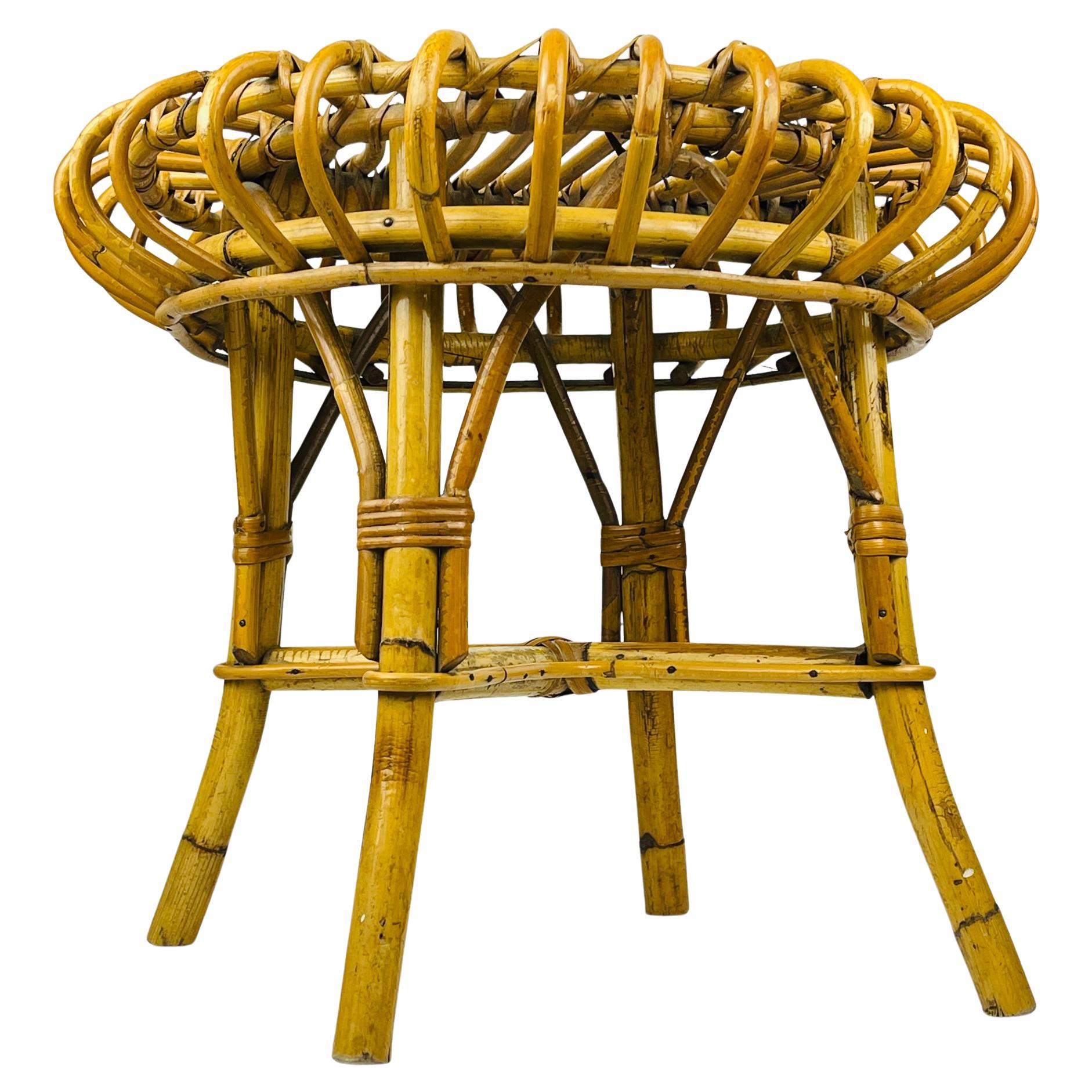 Vintage Rattan Stool by Franco Albini, Italy, 1960s